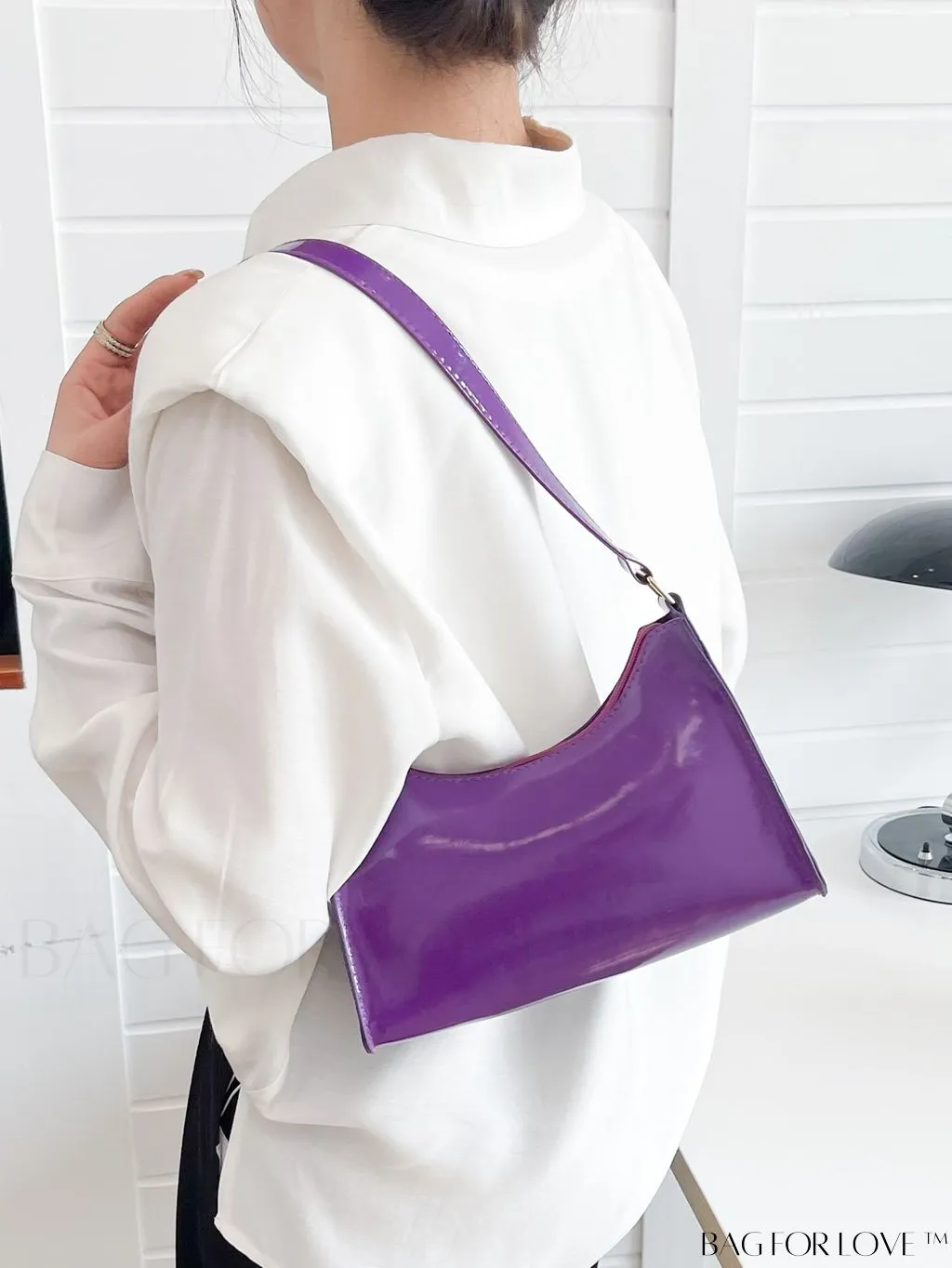 BagForLove - Sleek Patent Leather Baguette Handbag