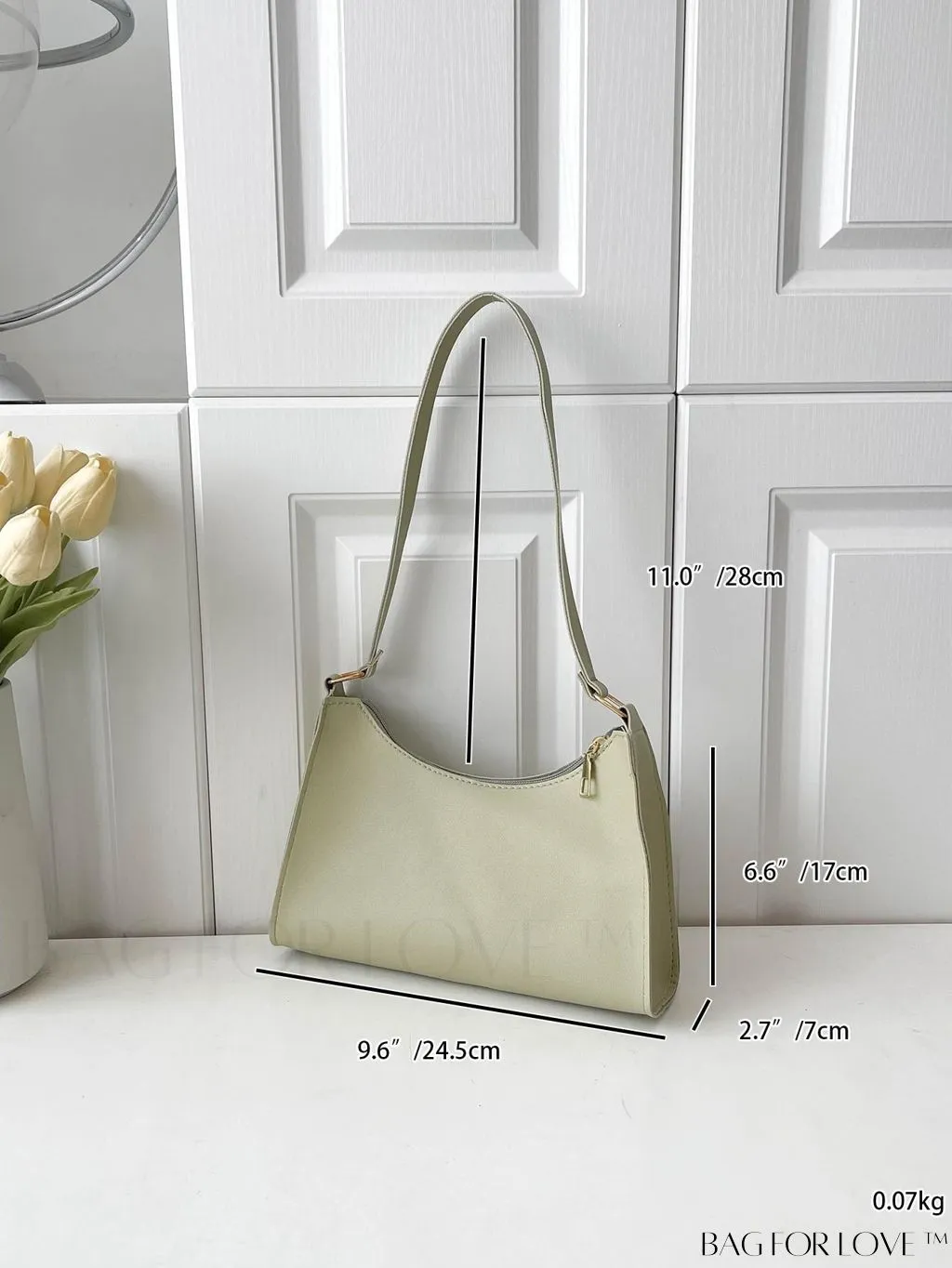 BagForLove - Sleek Patent Leather Baguette Handbag