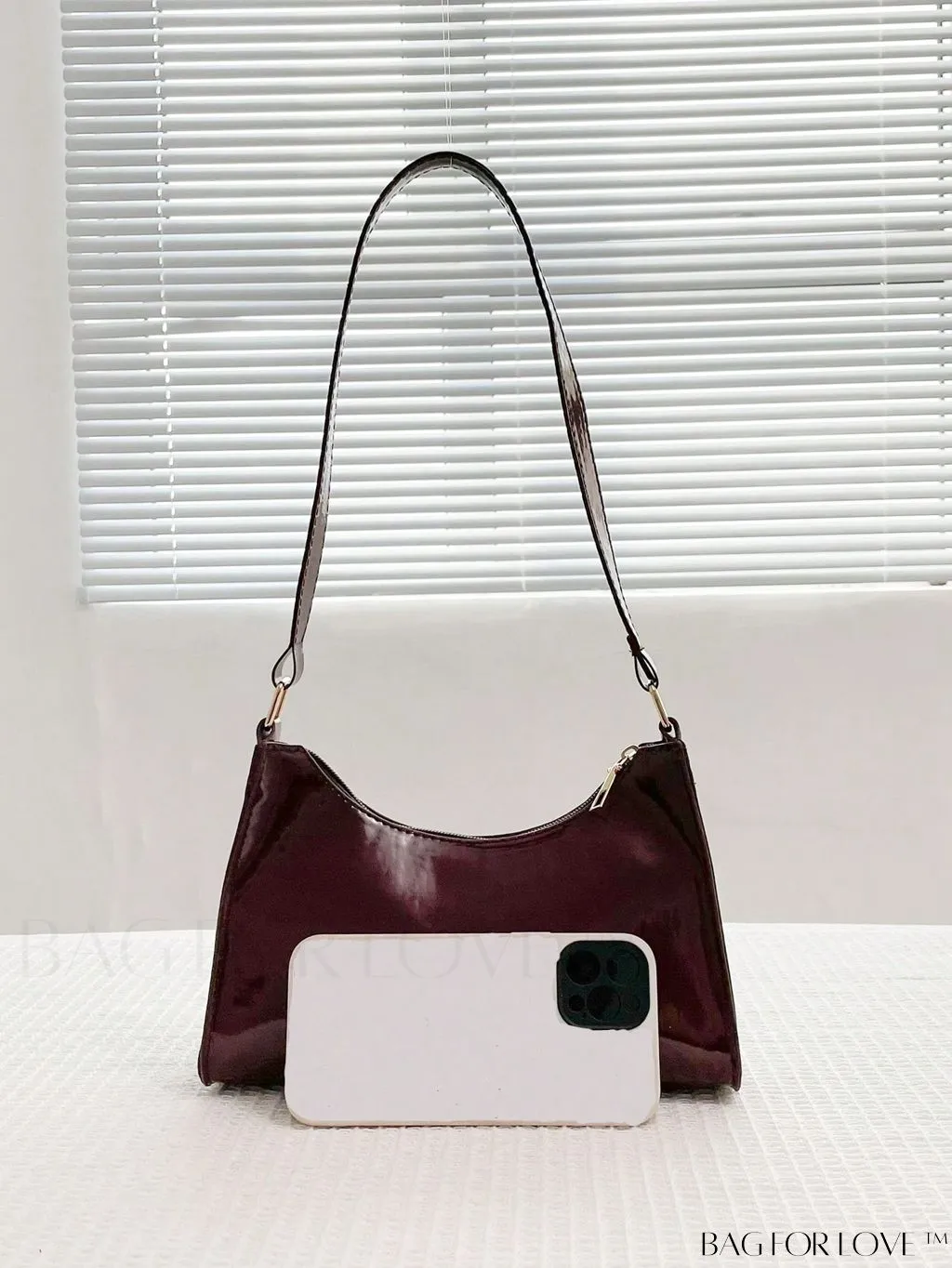 BagForLove - Sleek Patent Leather Baguette Handbag