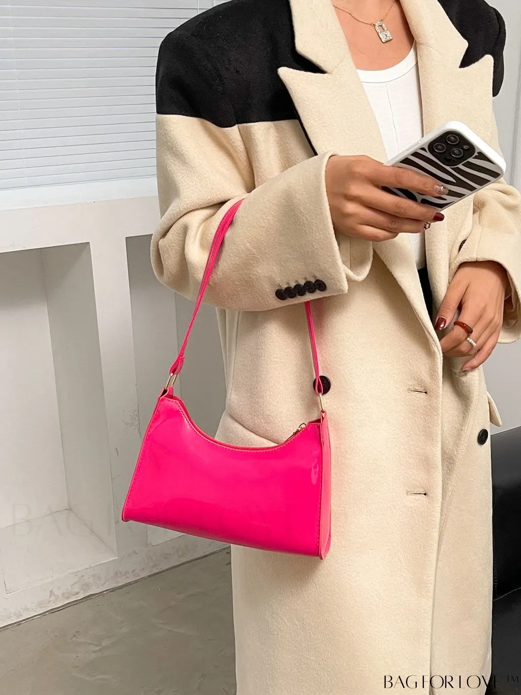 BagForLove - Sleek Patent Leather Baguette Handbag