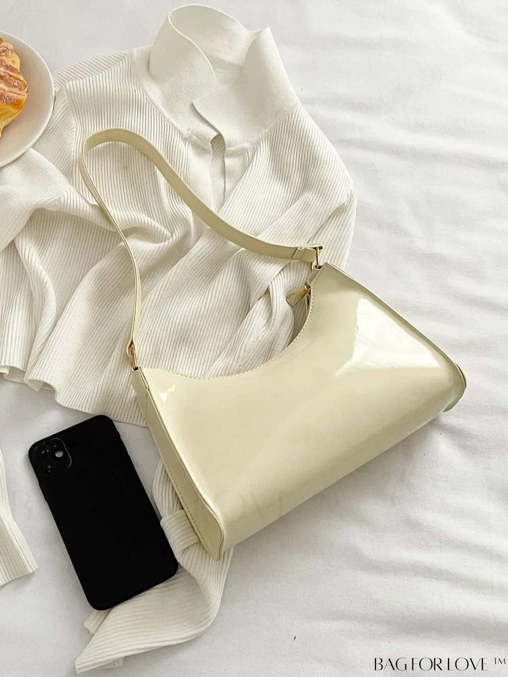 BagForLove - Sleek Patent Leather Baguette Handbag