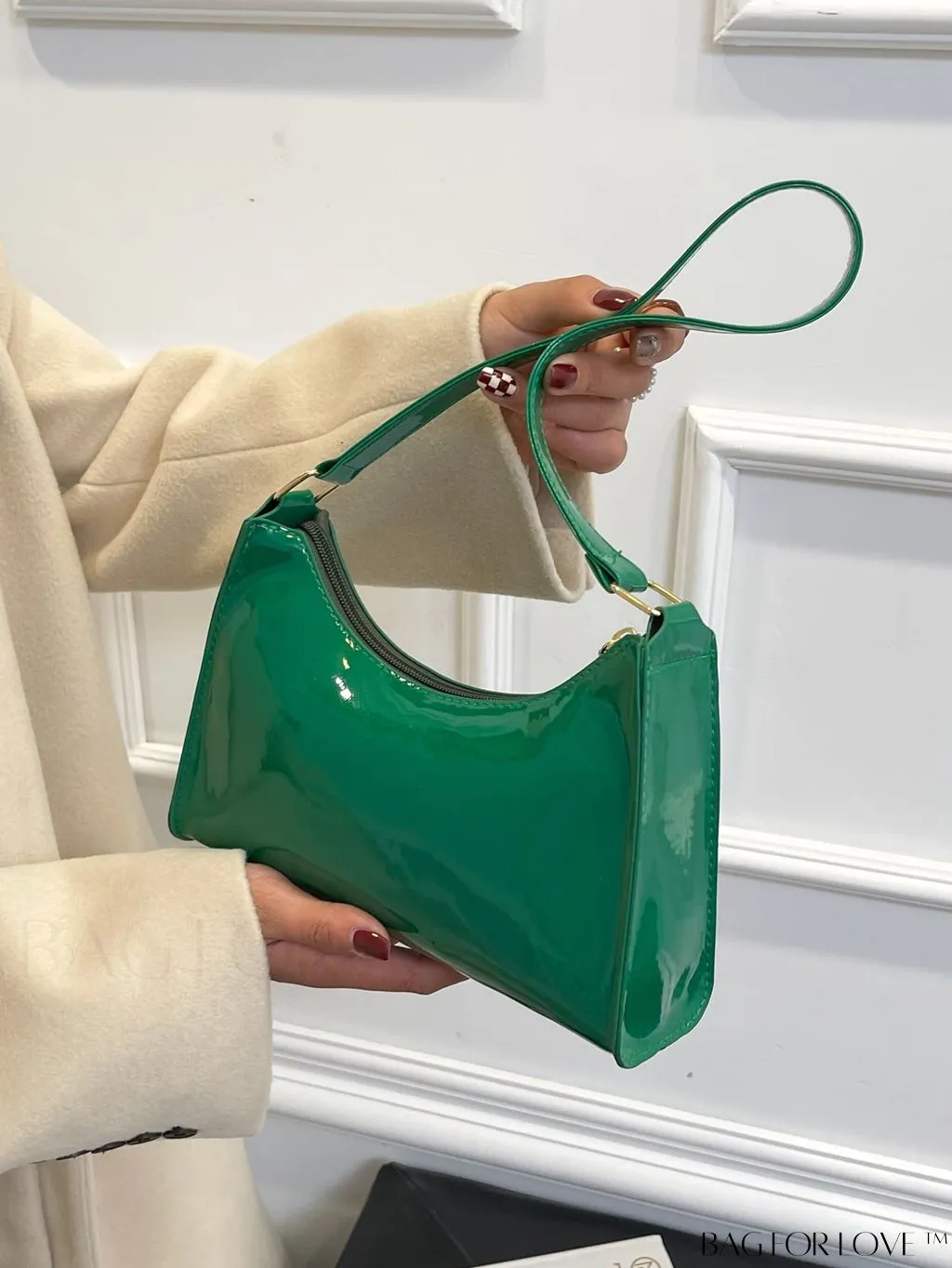 BagForLove - Sleek Patent Leather Baguette Handbag