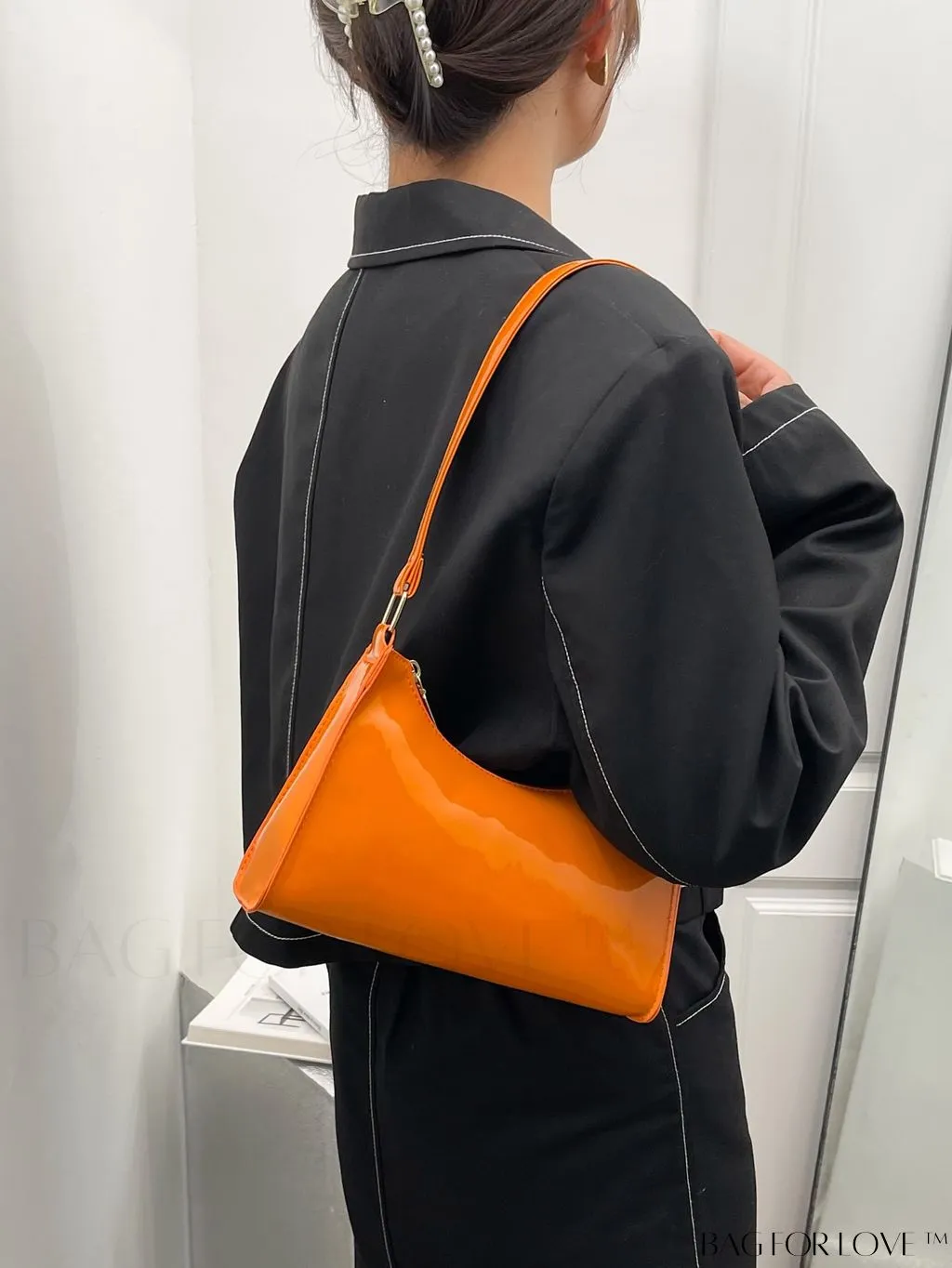 BagForLove - Sleek Patent Leather Baguette Handbag