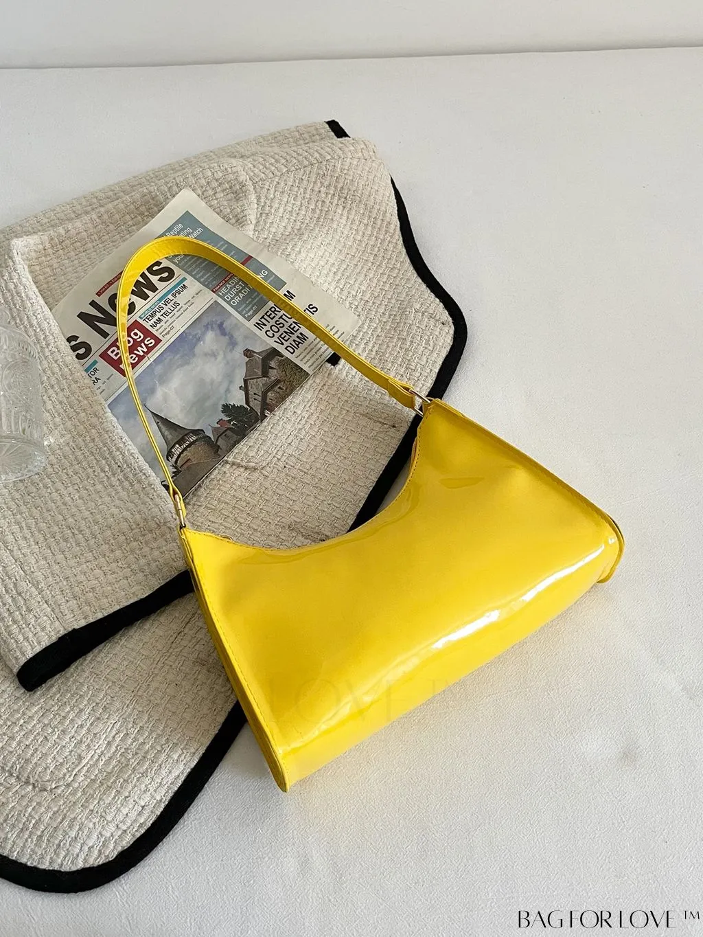 BagForLove - Sleek Patent Leather Baguette Handbag