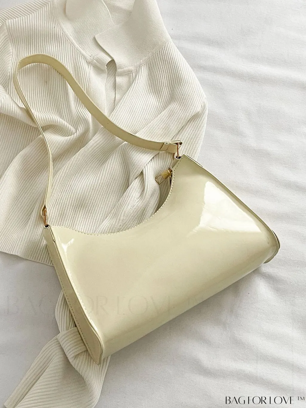 BagForLove - Sleek Patent Leather Baguette Handbag
