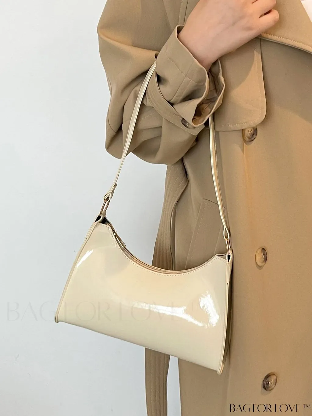 BagForLove - Sleek Patent Leather Baguette Handbag
