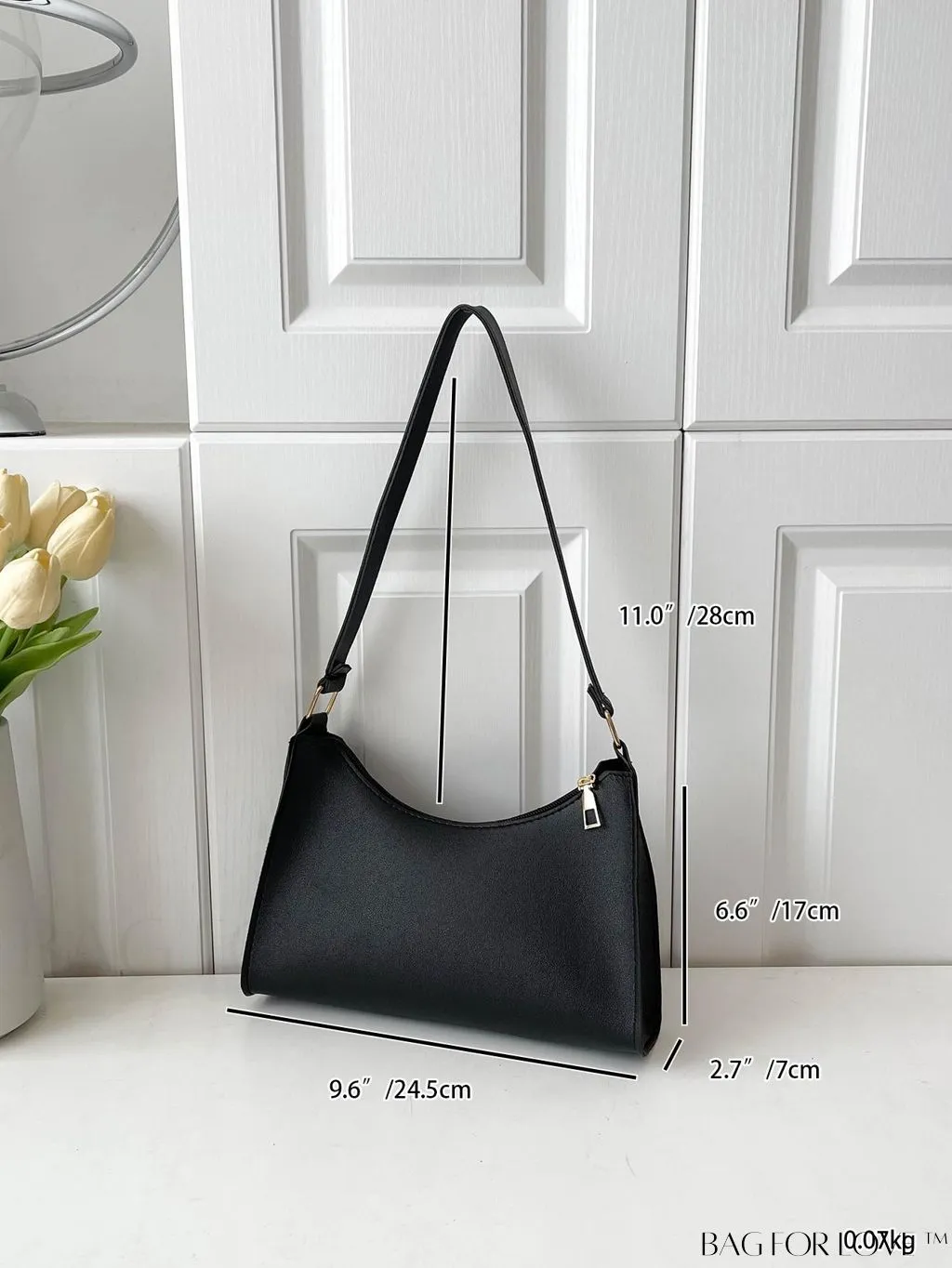 BagForLove - Sleek Patent Leather Baguette Handbag