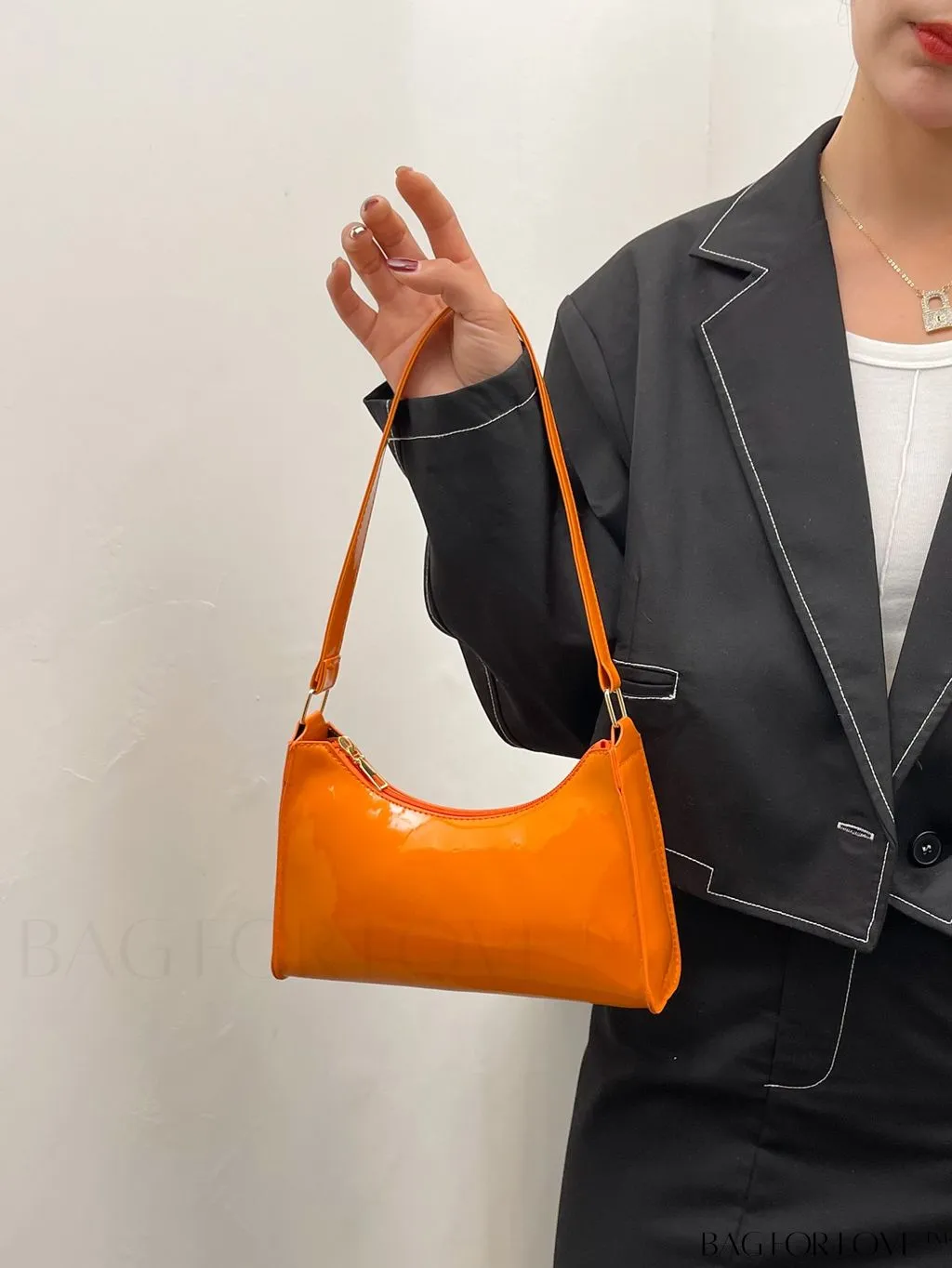BagForLove - Sleek Patent Leather Baguette Handbag