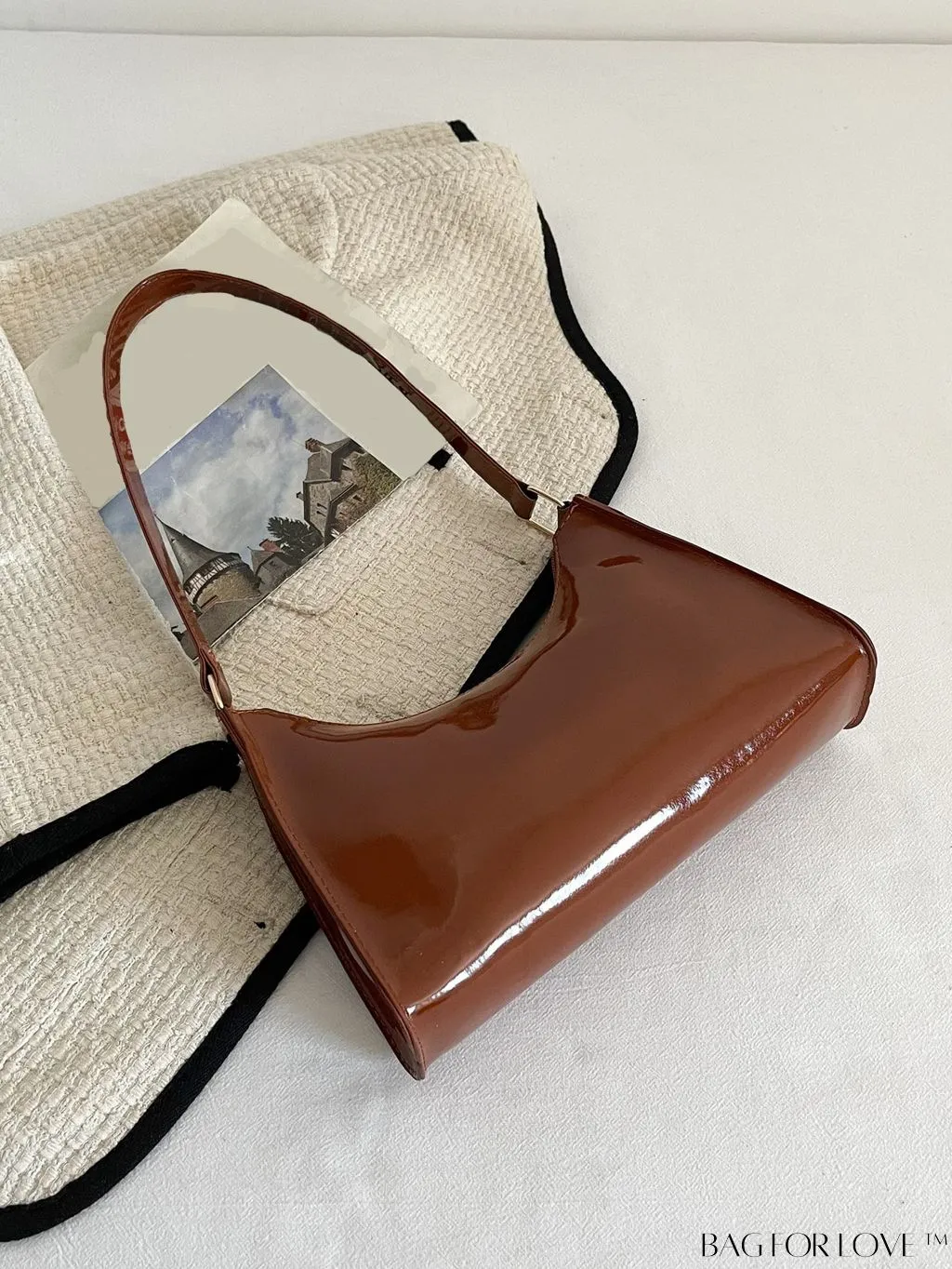 BagForLove - Sleek Patent Leather Baguette Handbag