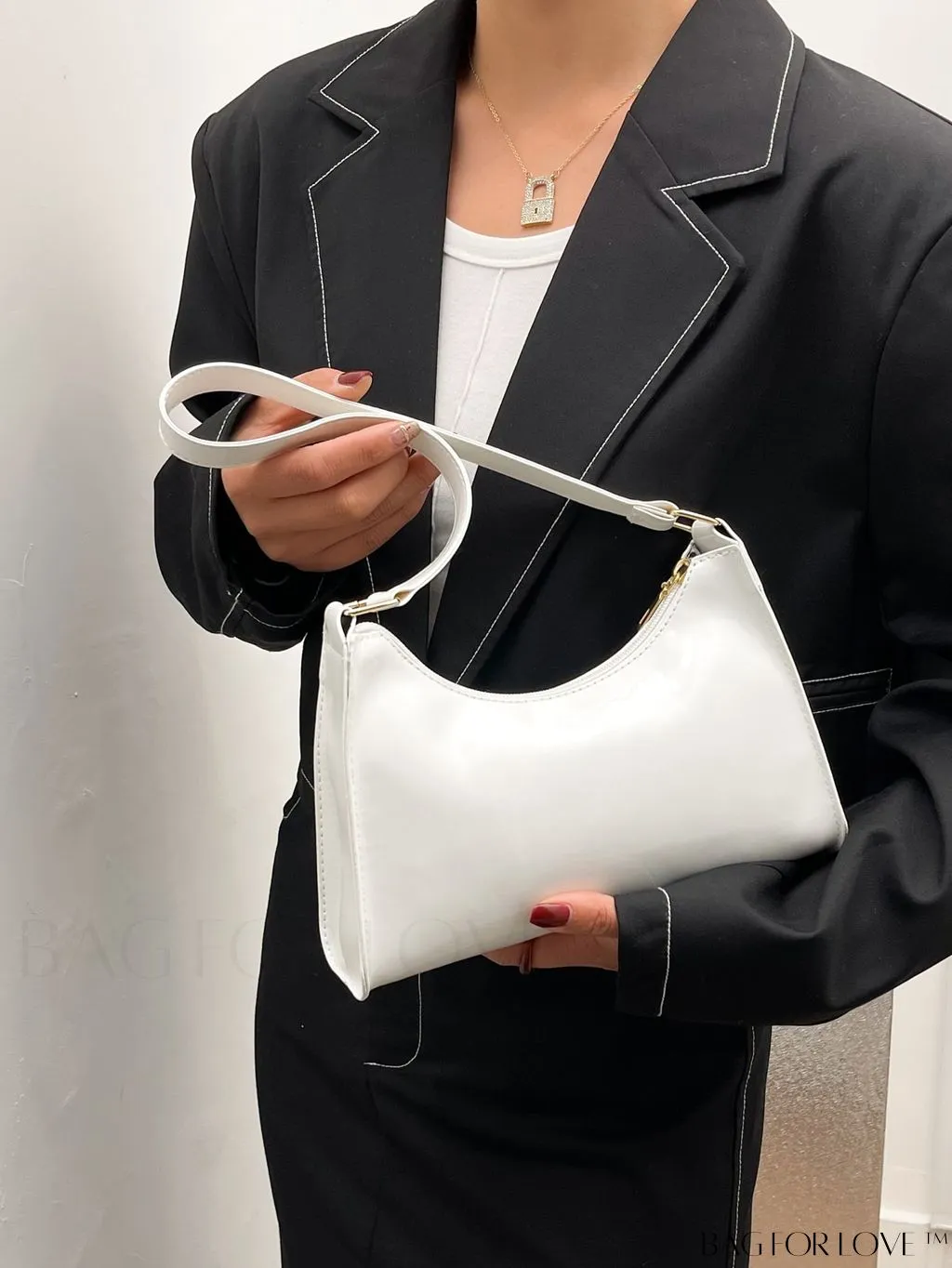 BagForLove - Sleek Patent Leather Baguette Handbag