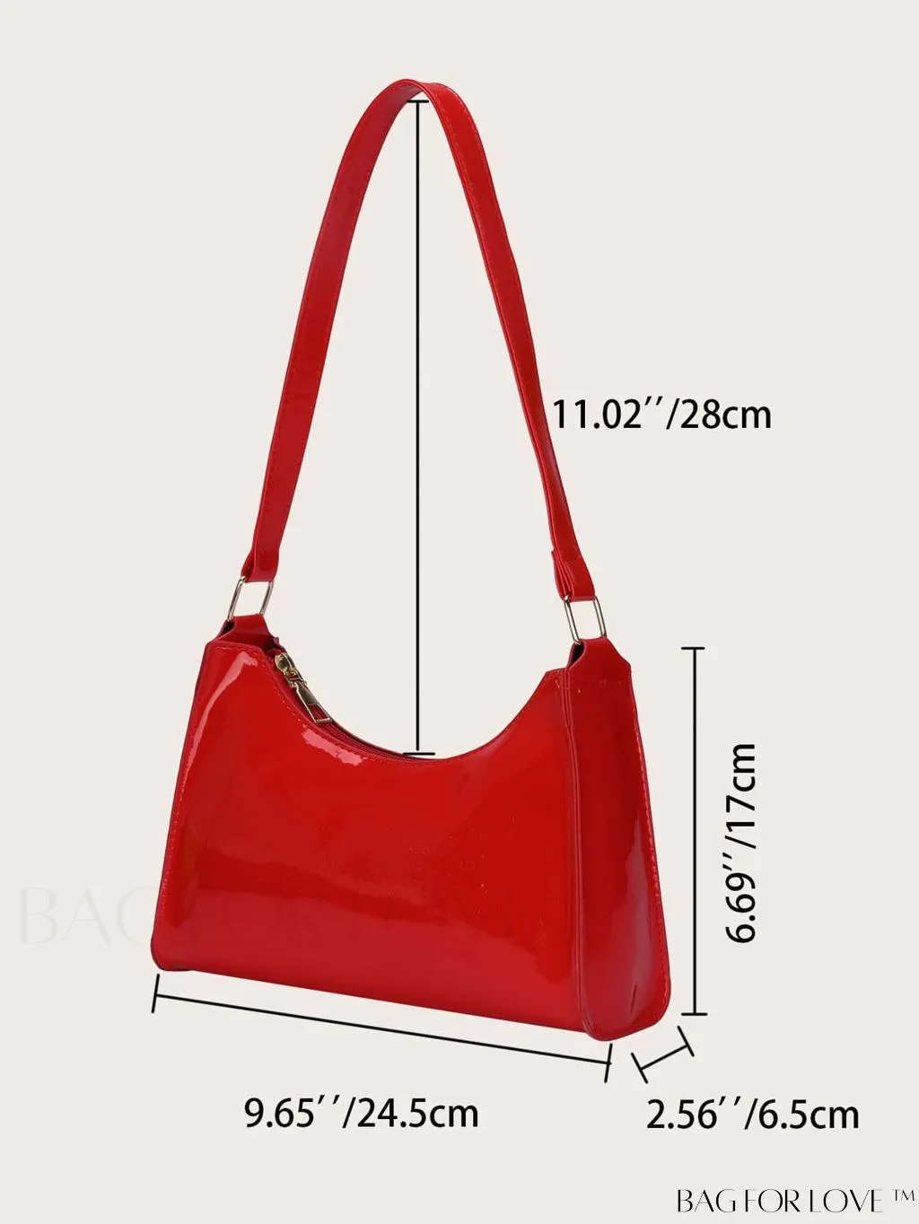BagForLove - Sleek Patent Leather Baguette Handbag