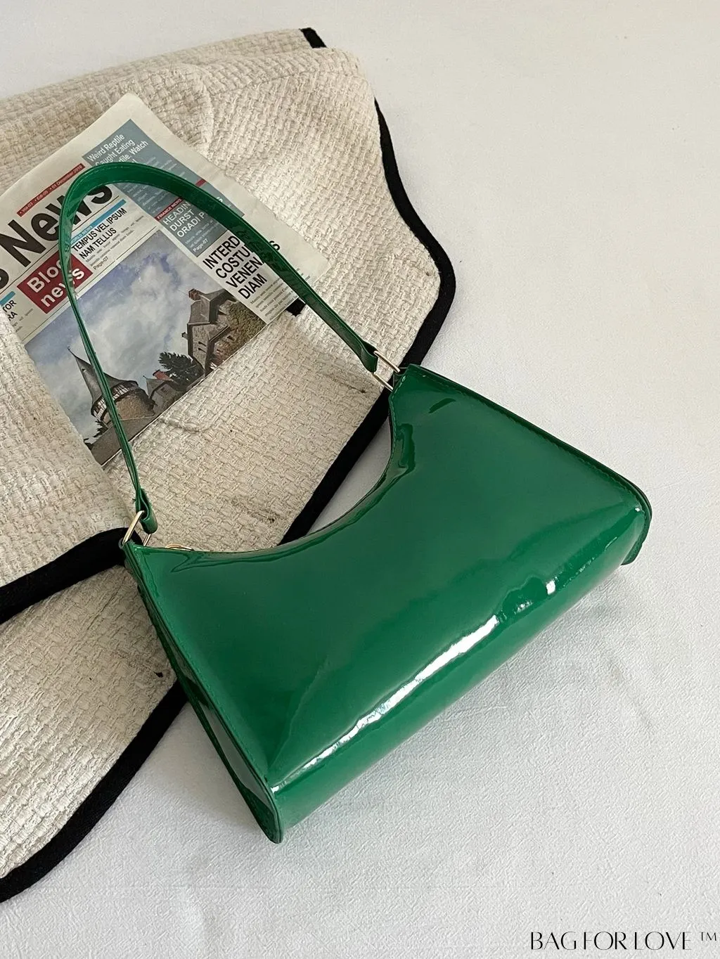 BagForLove - Sleek Patent Leather Baguette Handbag