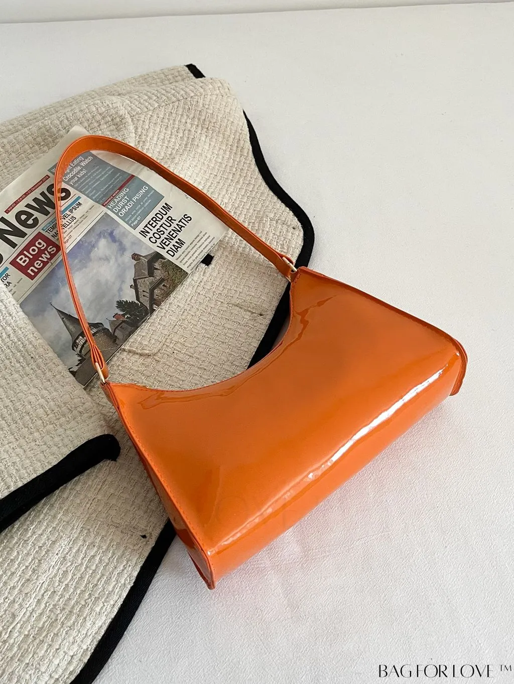 BagForLove - Sleek Patent Leather Baguette Handbag