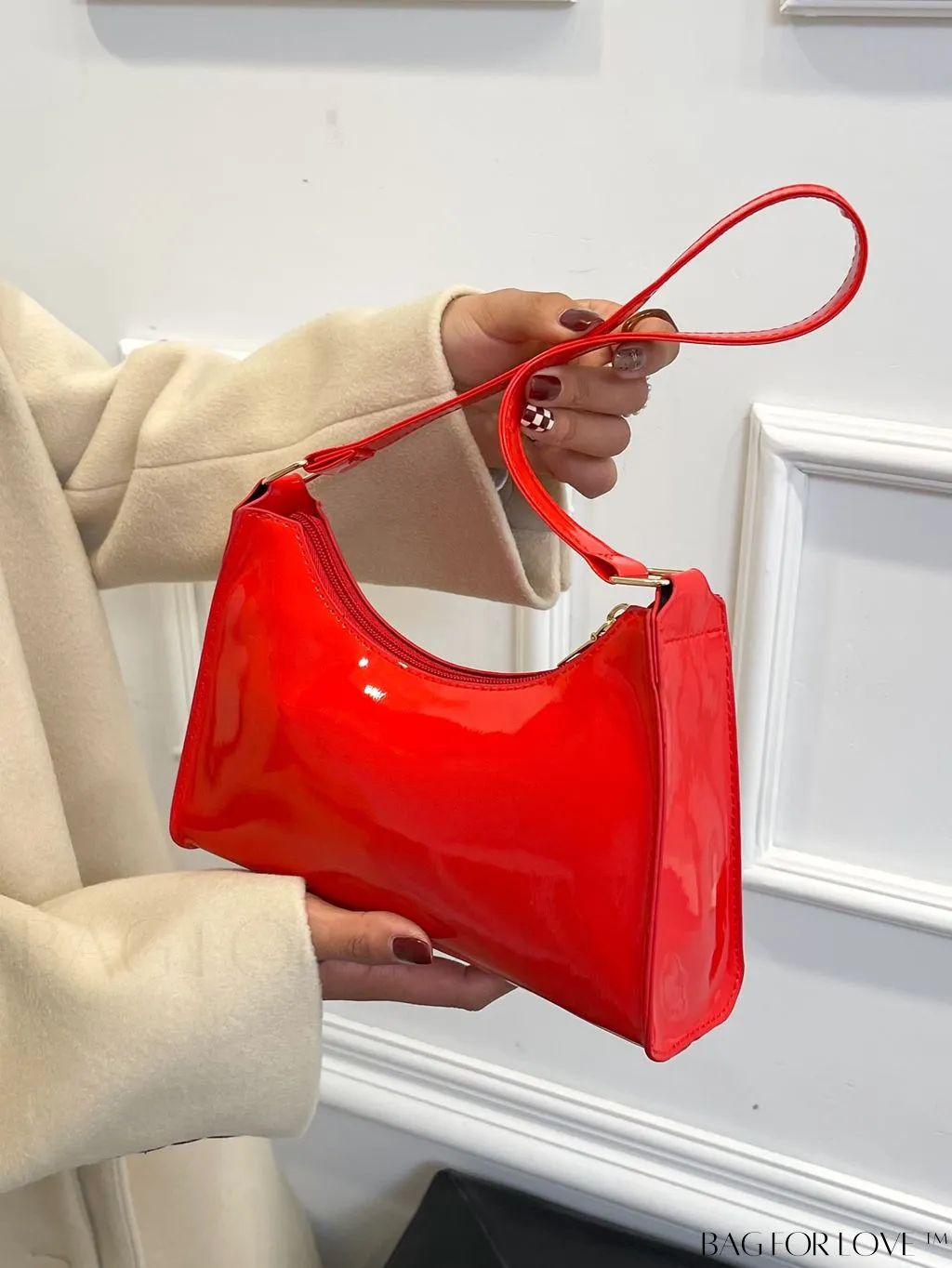 BagForLove - Sleek Patent Leather Baguette Handbag