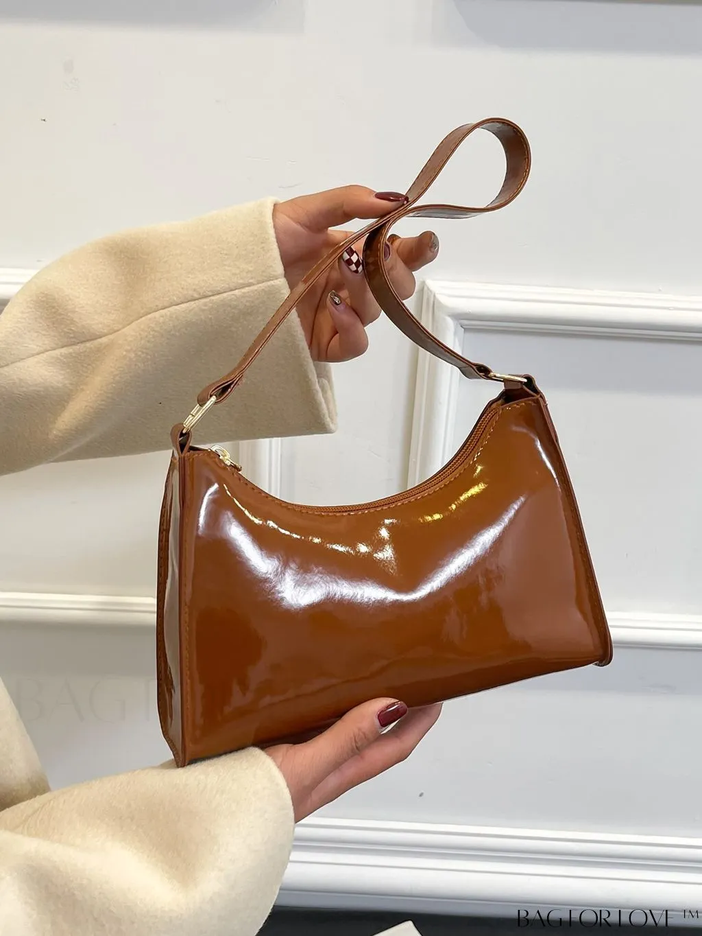 BagForLove - Sleek Patent Leather Baguette Handbag