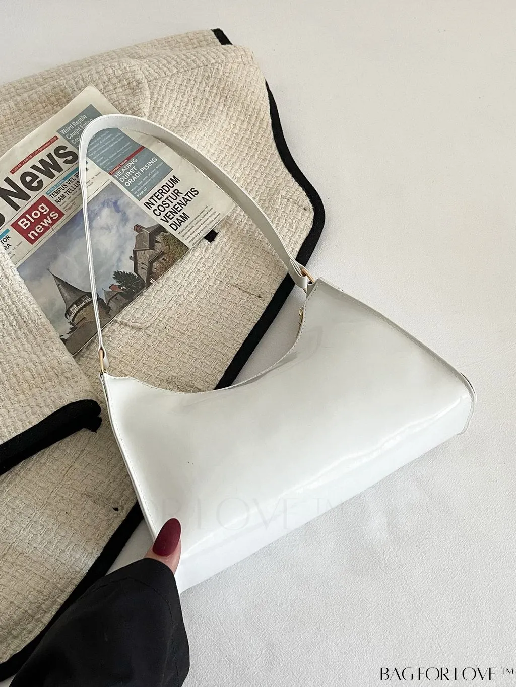 BagForLove - Sleek Patent Leather Baguette Handbag