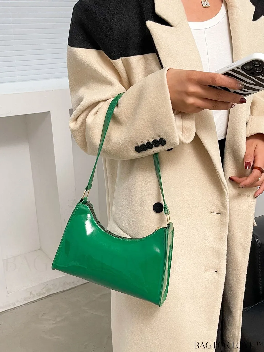 BagForLove - Sleek Patent Leather Baguette Handbag