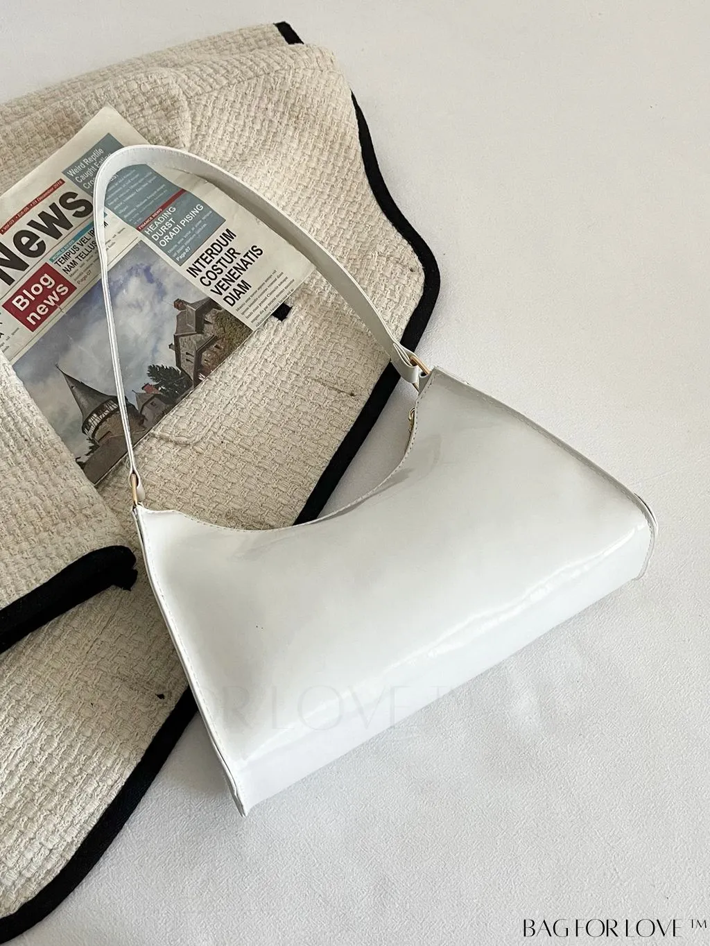 BagForLove - Sleek Patent Leather Baguette Handbag