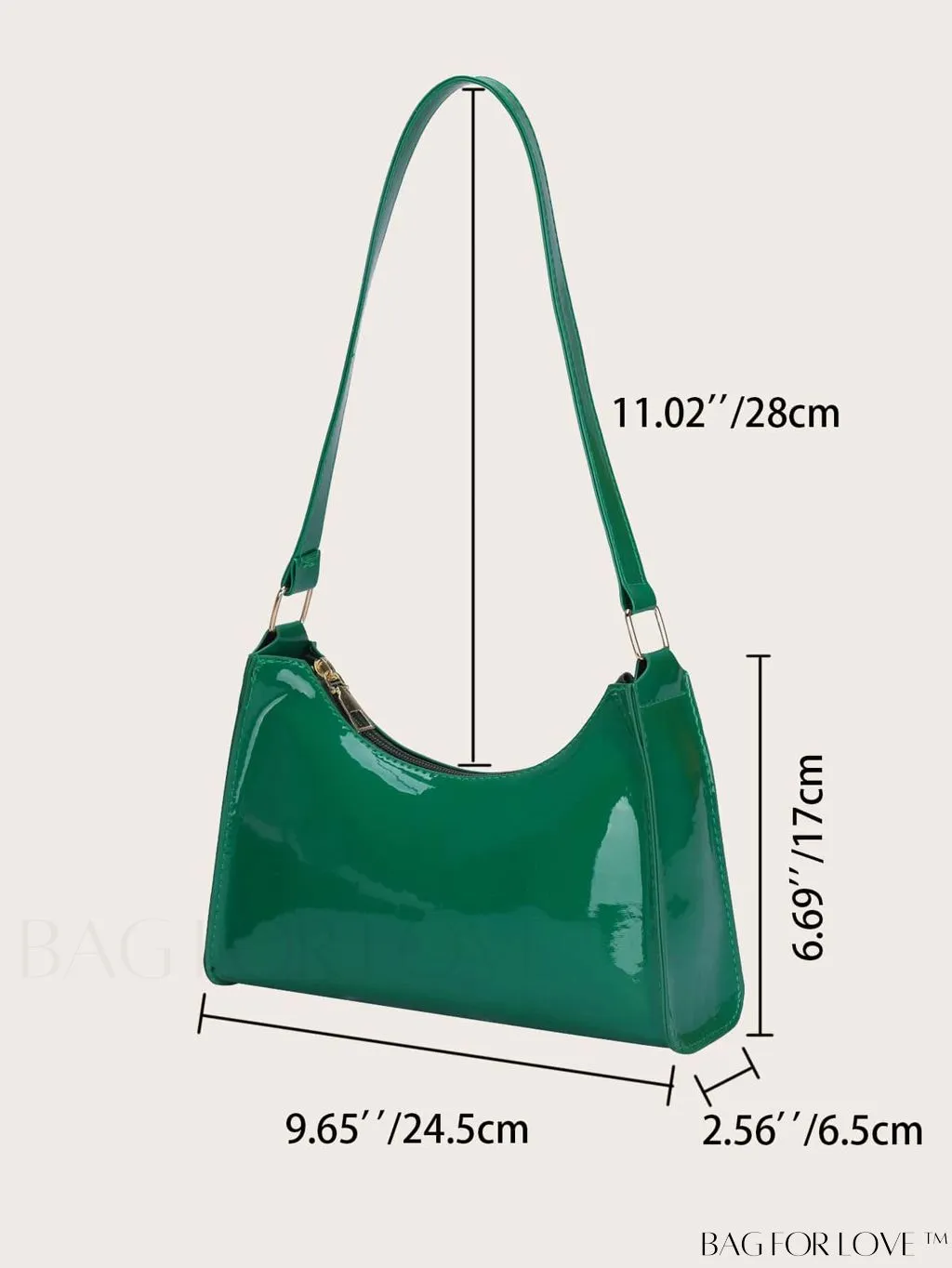 BagForLove - Sleek Patent Leather Baguette Handbag