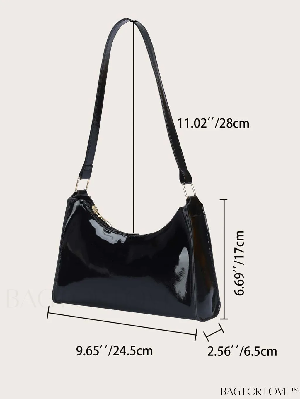 BagForLove - Sleek Patent Leather Baguette Handbag