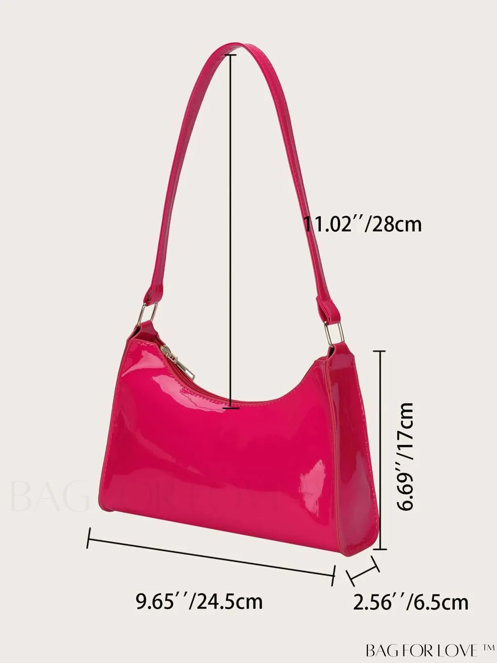 BagForLove - Sleek Patent Leather Baguette Handbag
