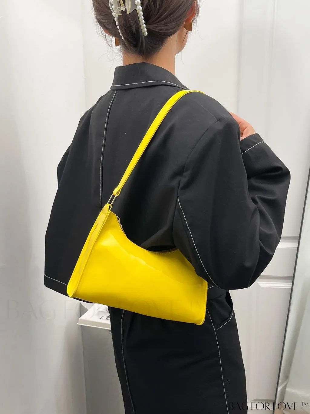 BagForLove - Sleek Patent Leather Baguette Handbag