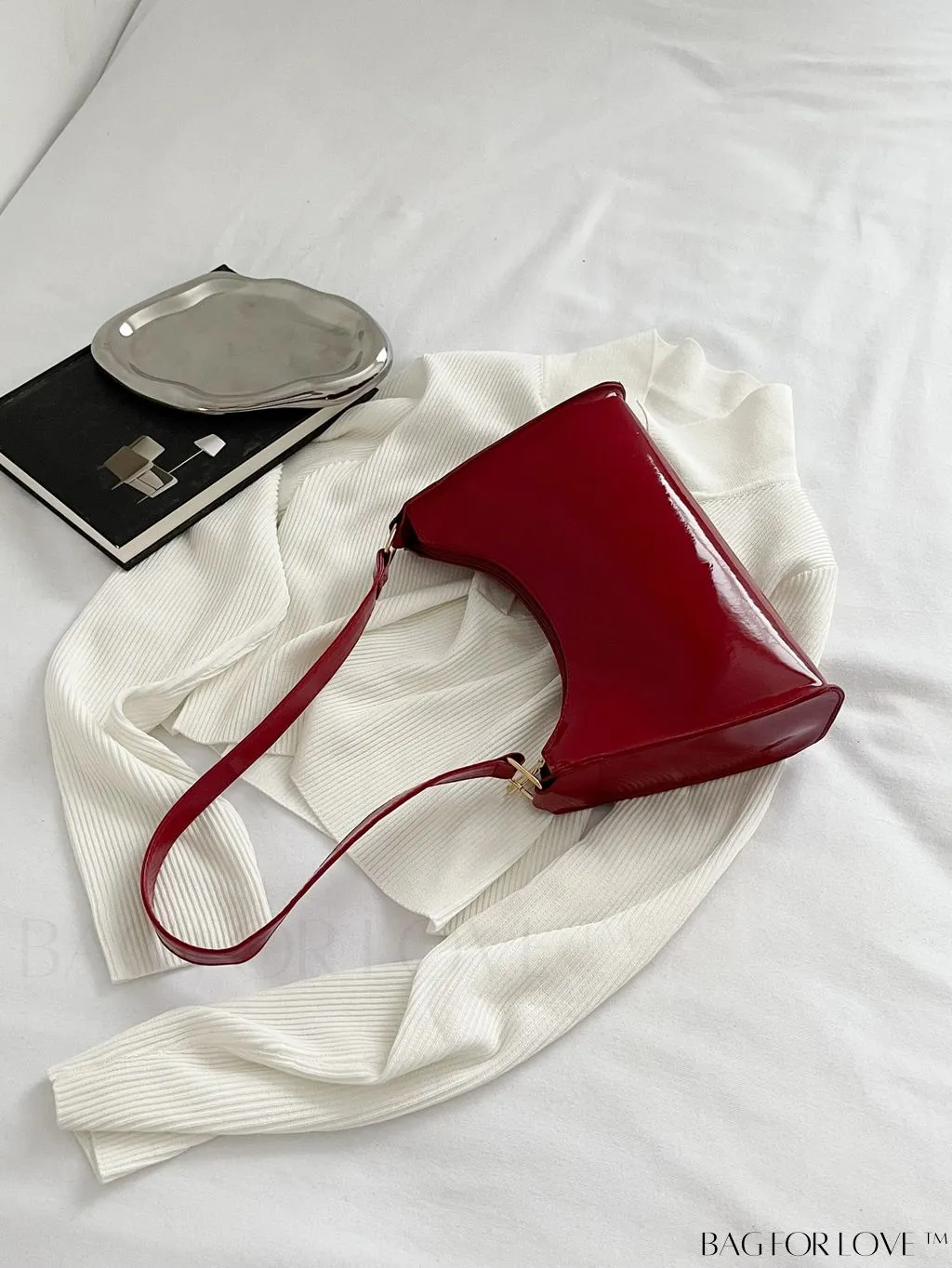 BagForLove - Sleek Patent Leather Baguette Handbag