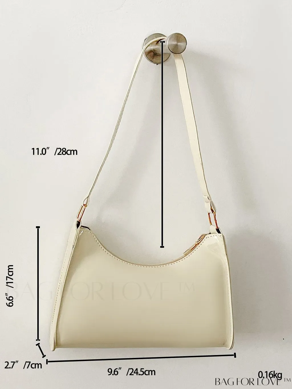 BagForLove - Sleek Patent Leather Baguette Handbag