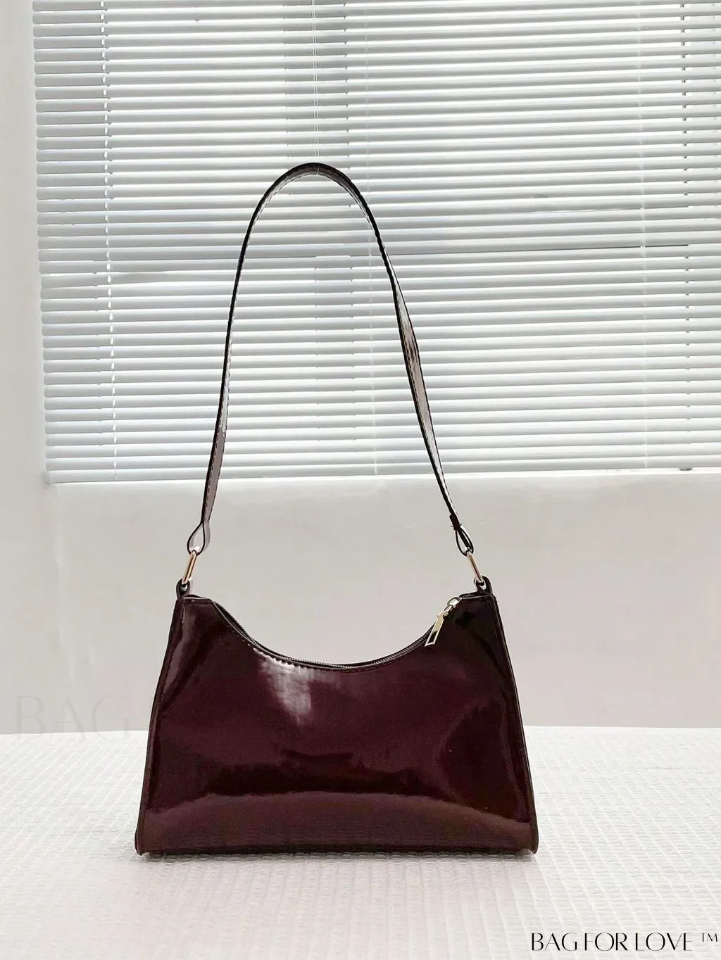 BagForLove - Sleek Patent Leather Baguette Handbag