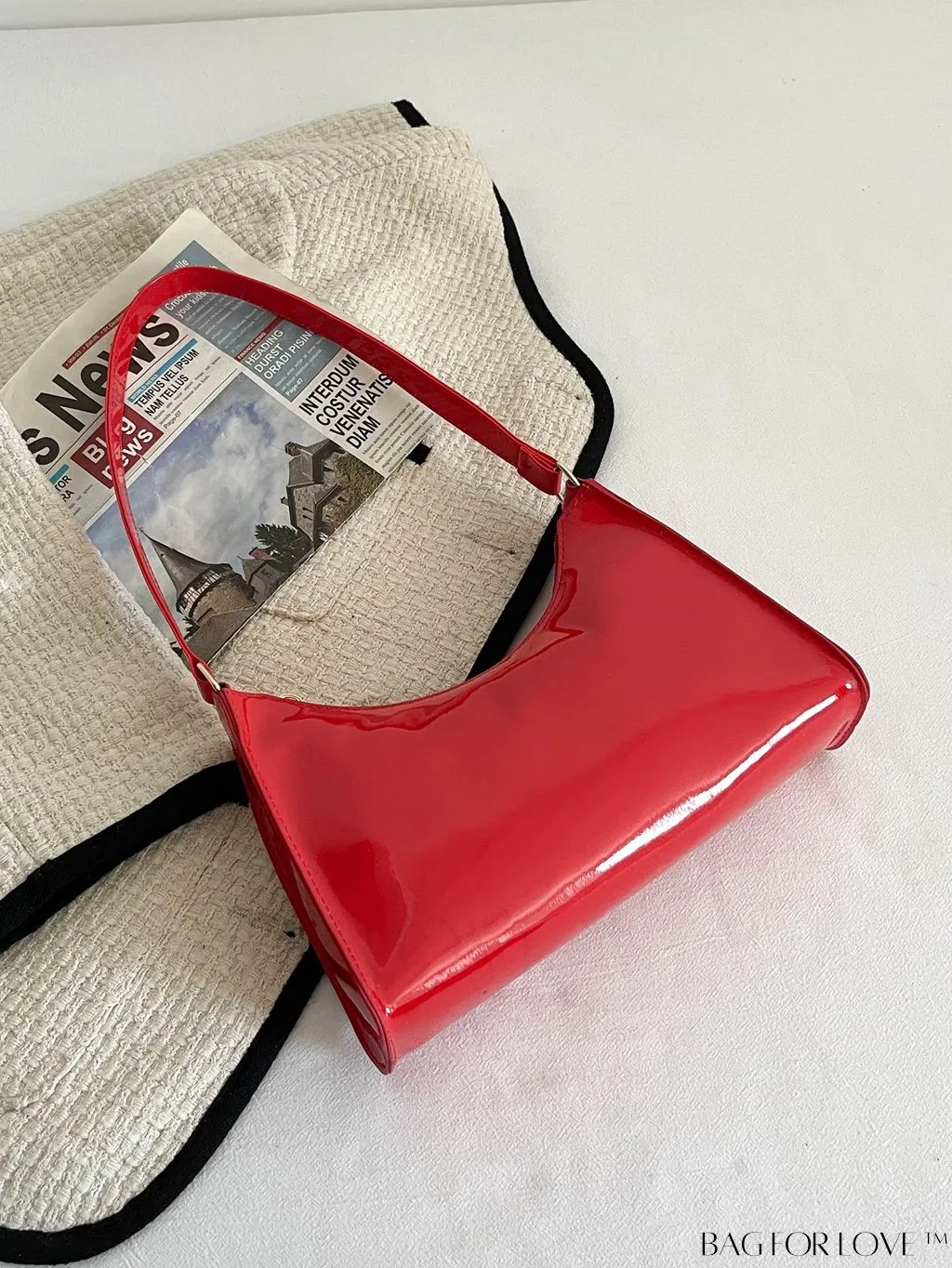 BagForLove - Sleek Patent Leather Baguette Handbag