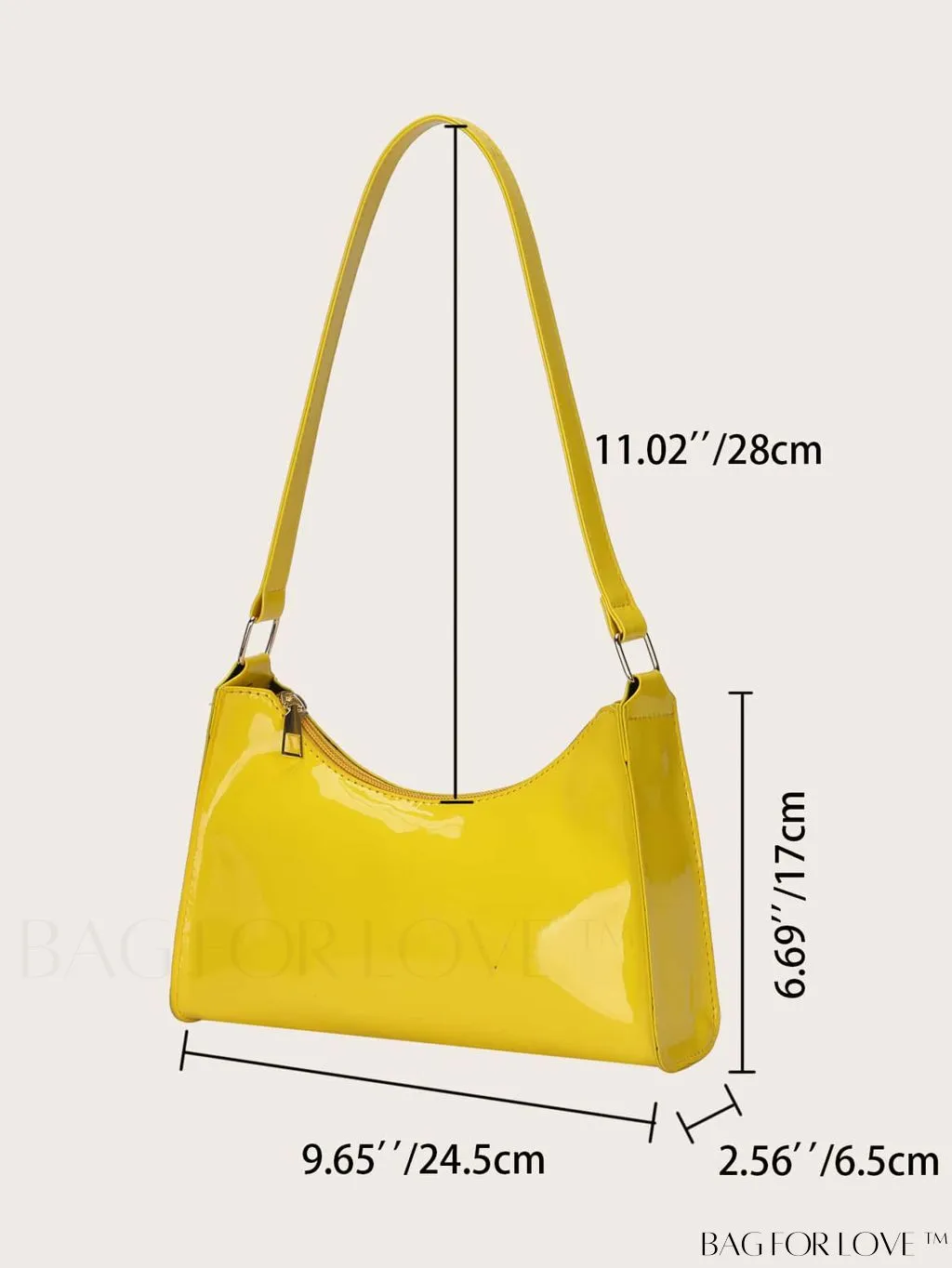 BagForLove - Sleek Patent Leather Baguette Handbag