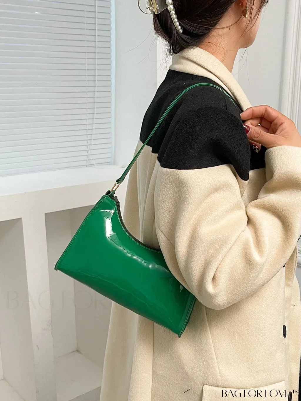 BagForLove - Sleek Patent Leather Baguette Handbag