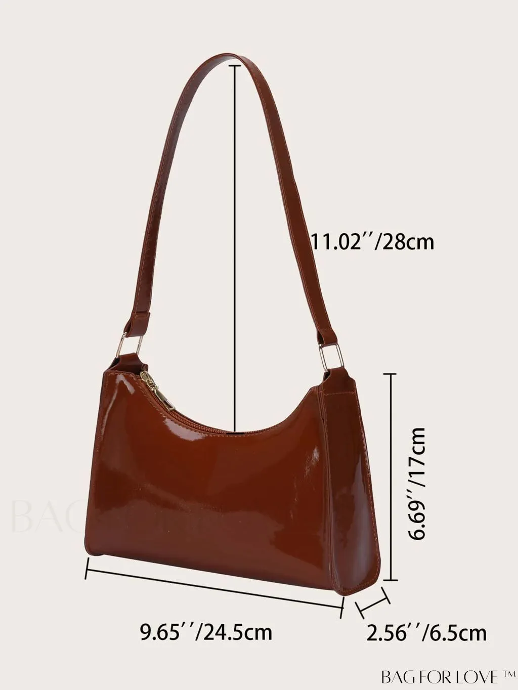 BagForLove - Sleek Patent Leather Baguette Handbag