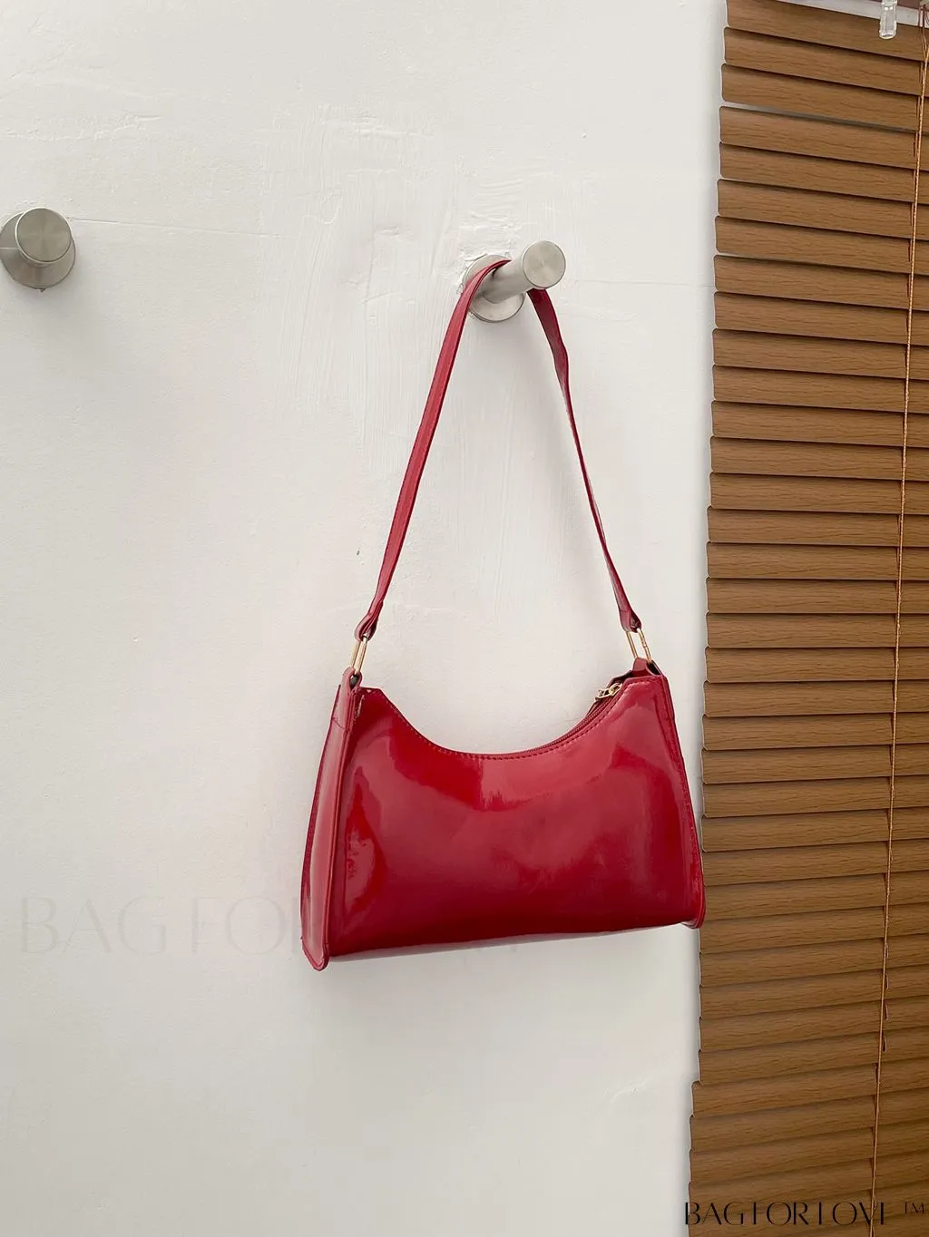 BagForLove - Sleek Patent Leather Baguette Handbag