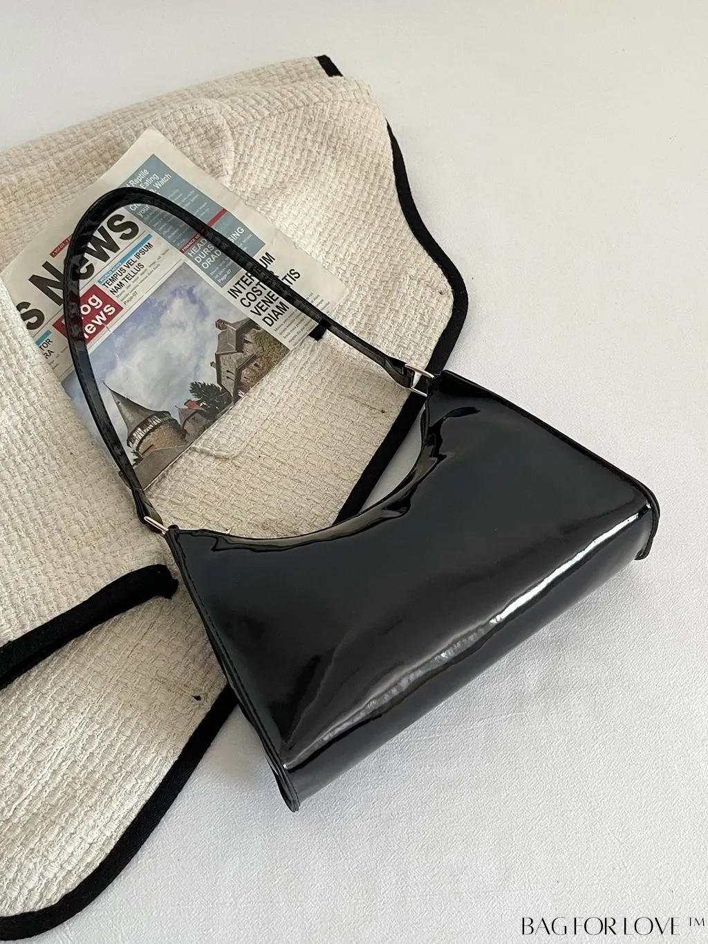 BagForLove - Sleek Patent Leather Baguette Handbag