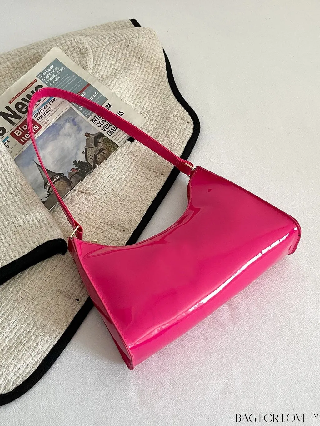 BagForLove - Sleek Patent Leather Baguette Handbag