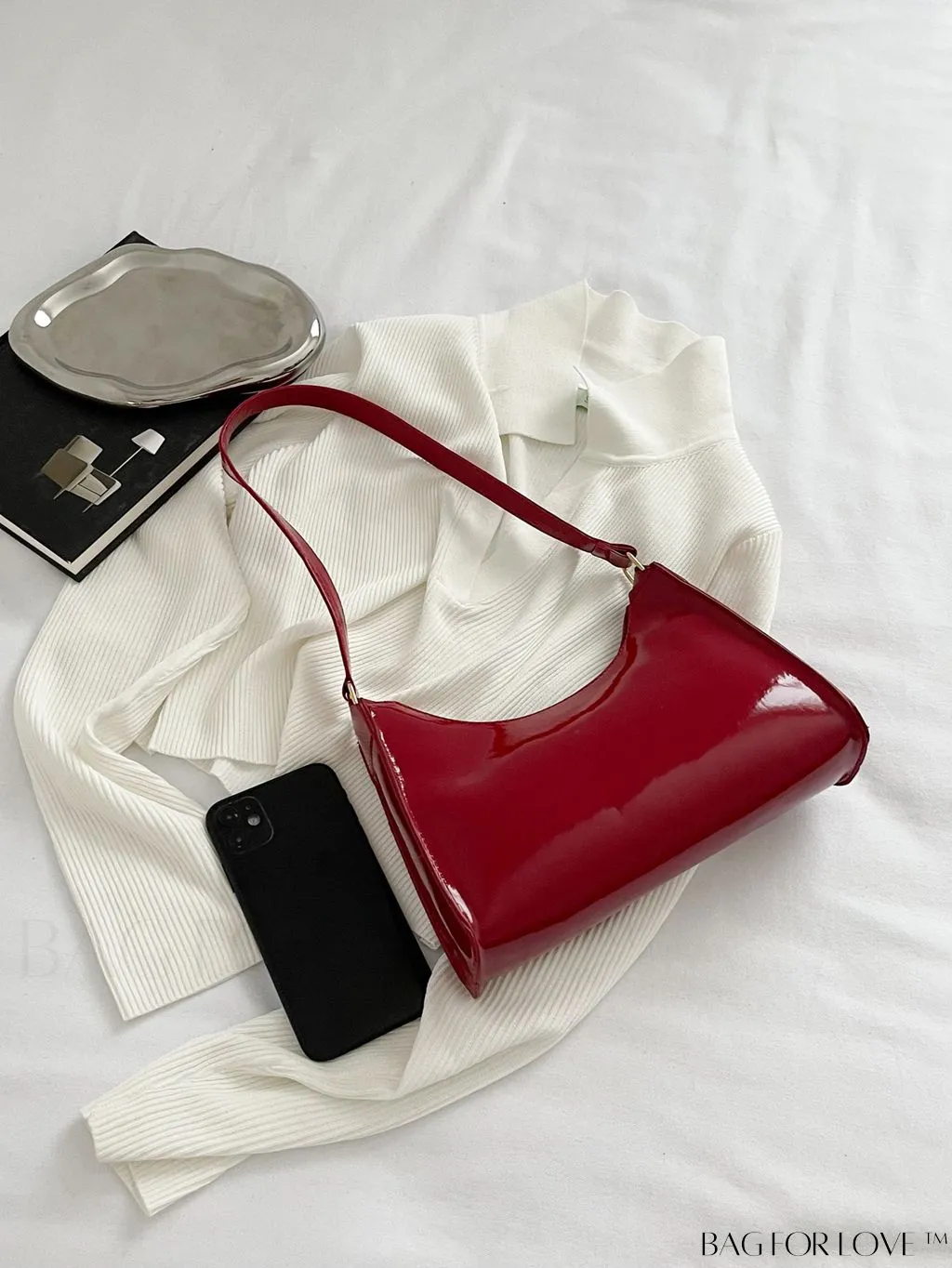 BagForLove - Sleek Patent Leather Baguette Handbag