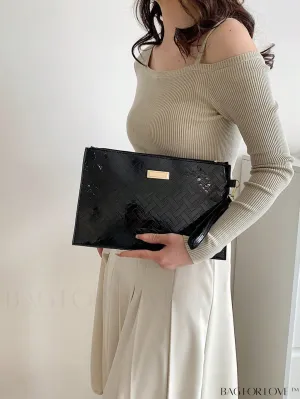 BagForLove - Stylish Metal Decor Medium Square Bag with Wristlet - Sleek and Versatile