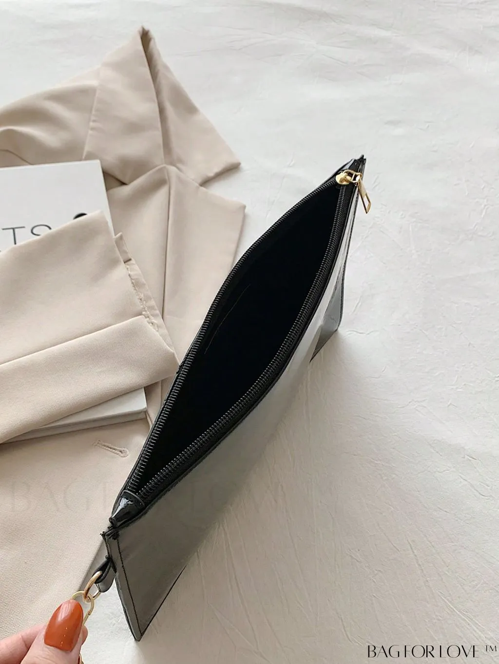 BagForLove - Stylish Metal Decor Medium Square Bag with Wristlet - Sleek and Versatile