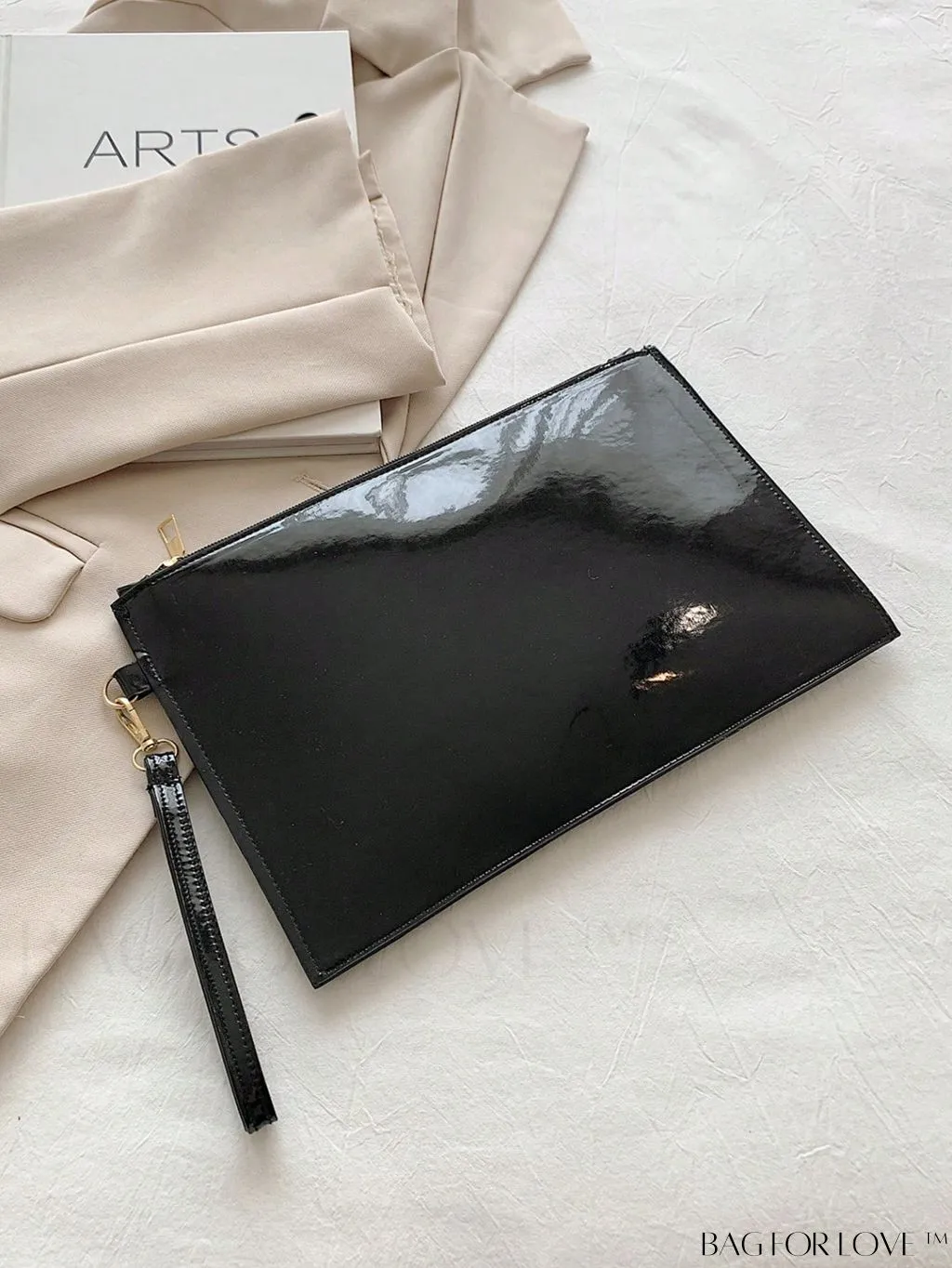 BagForLove - Stylish Metal Decor Medium Square Bag with Wristlet - Sleek and Versatile