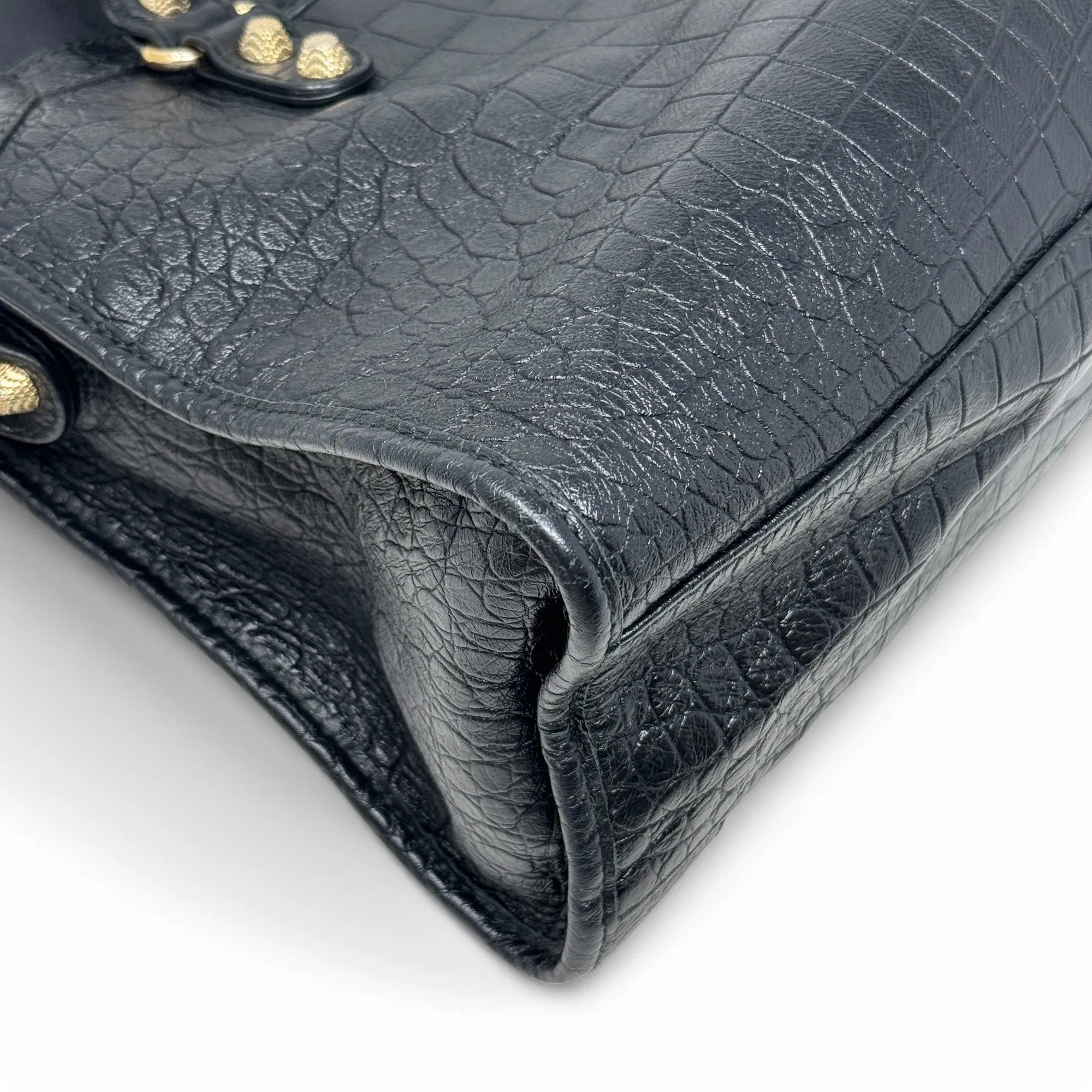 Balenciaga Black Croc City Bag