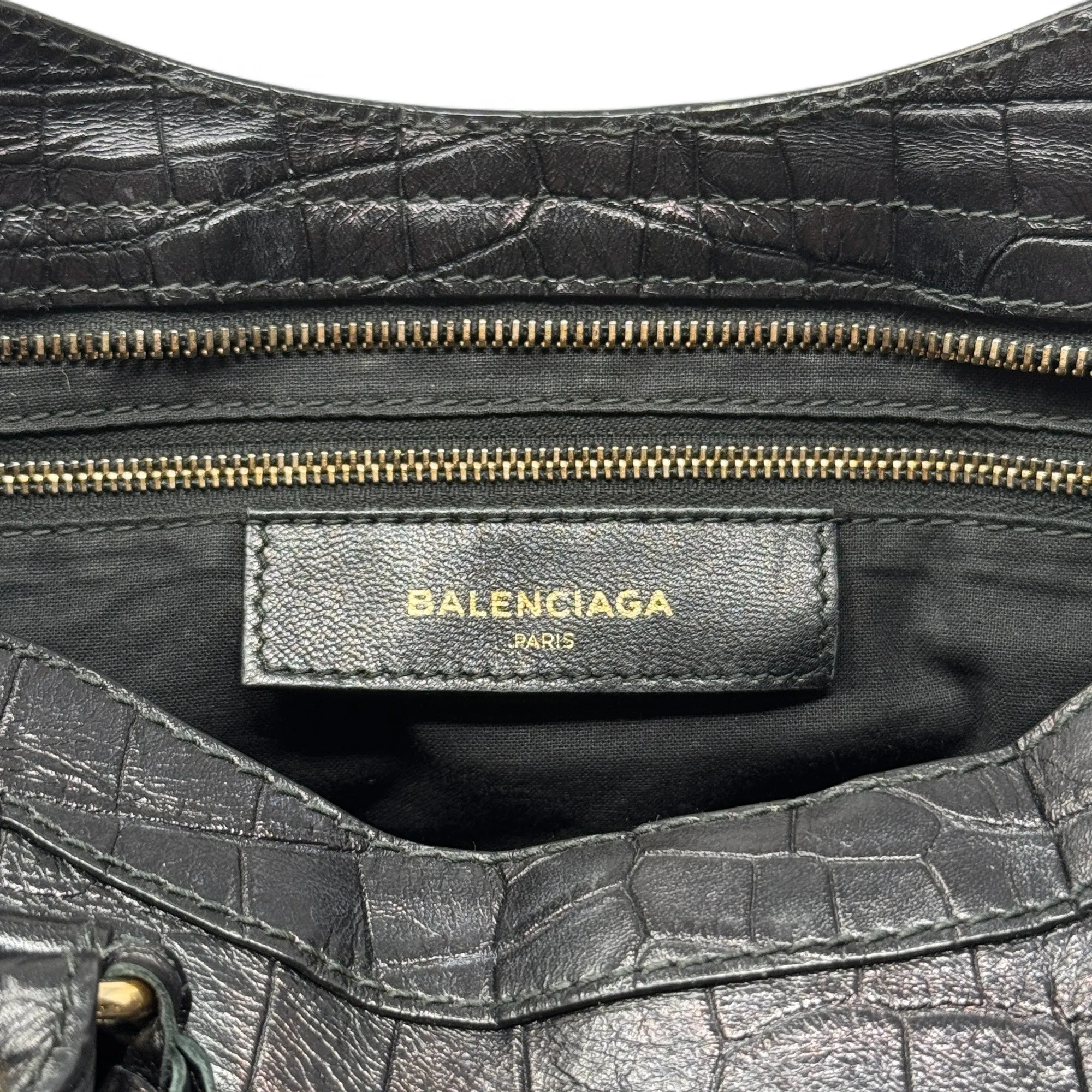 Balenciaga Black Croc City Bag