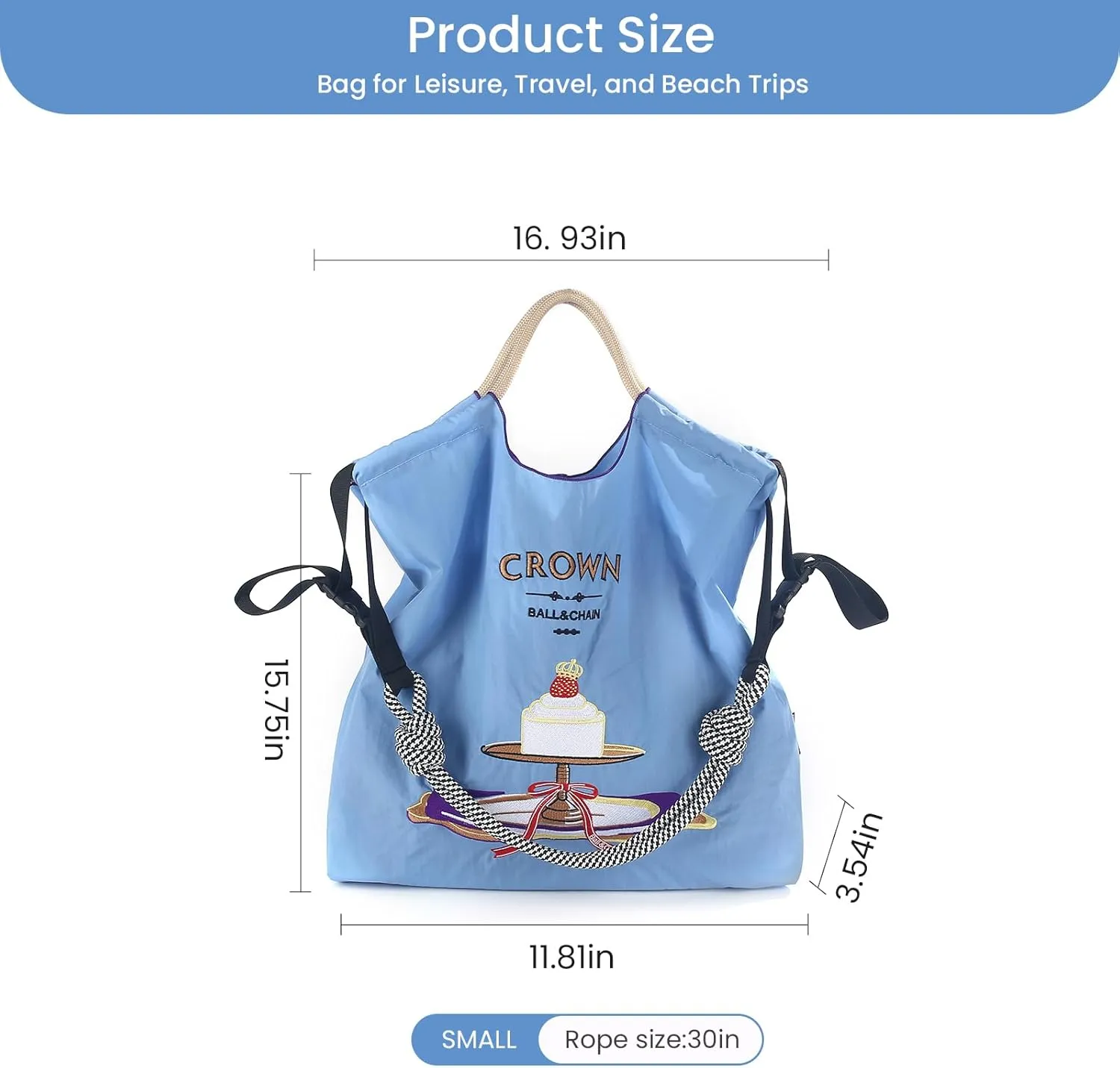 Ball&Chain Cake Pattern Embroidery Nylon Bag with Pulling Rope Pocket Personalized Tote Bags for Mom Teacher Friend