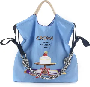 Ball&Chain Cake Pattern Embroidery Nylon Bag with Pulling Rope Pocket Personalized Tote Bags for Mom Teacher Friend