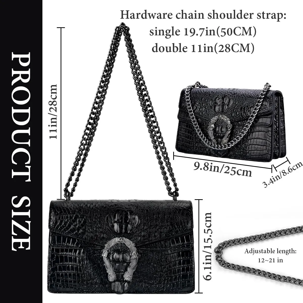 Bealin Women's Crossbody Shoulder Bag Retro Snake Print Square Satchel Handbag Chain Strap Clutch Leather Bag