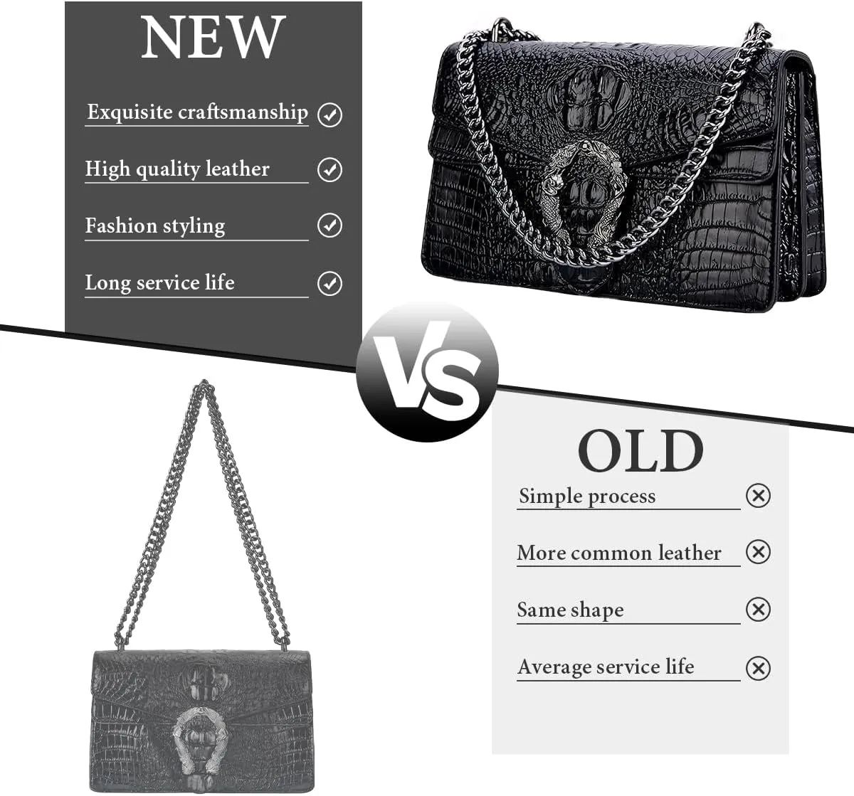 Bealin Women's Crossbody Shoulder Bag Retro Snake Print Square Satchel Handbag Chain Strap Clutch Leather Bag