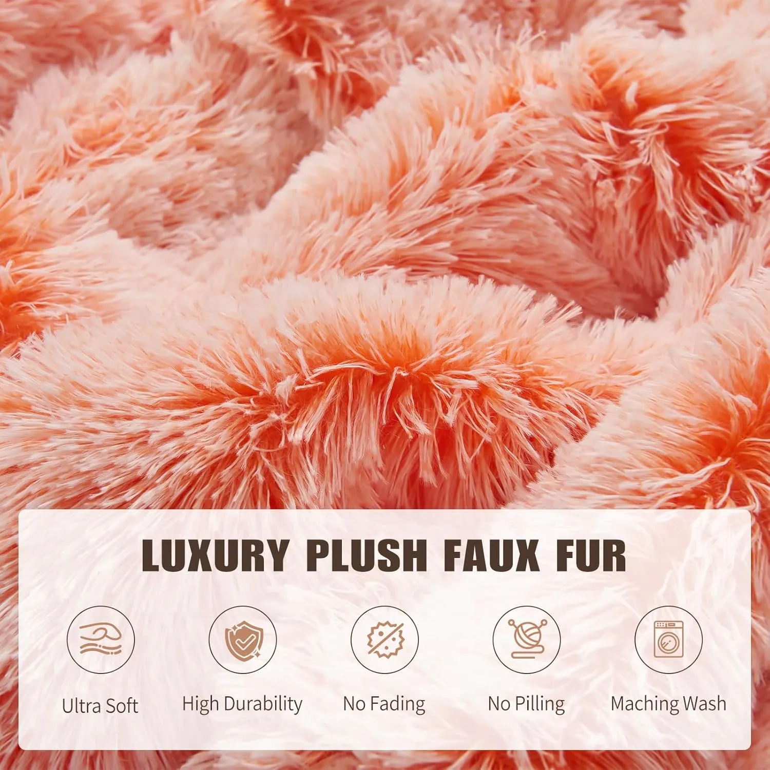 Bean Bag Cover(No Filler), Faux Fur Comfy Bean Bag Chairs for Adults, Washable Bean Bag Chair Cover, Fluffy Plush Giant Bean Bags Chairs for Teens Kids Girls, Anti-Slip, 5FT, Orange
