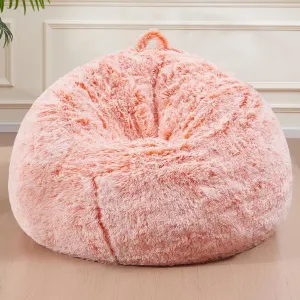Bean Bag Cover(No Filler), Faux Fur Comfy Bean Bag Chairs for Adults, Washable Bean Bag Chair Cover, Fluffy Plush Giant Bean Bags Chairs for Teens Kids Girls, Anti-Slip, 5FT, Orange