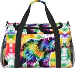 Bear Dancing Tie Dye print Weekender Overnight Carry On Bag Gym Luggage Bag Duffel Bag for Travel Women