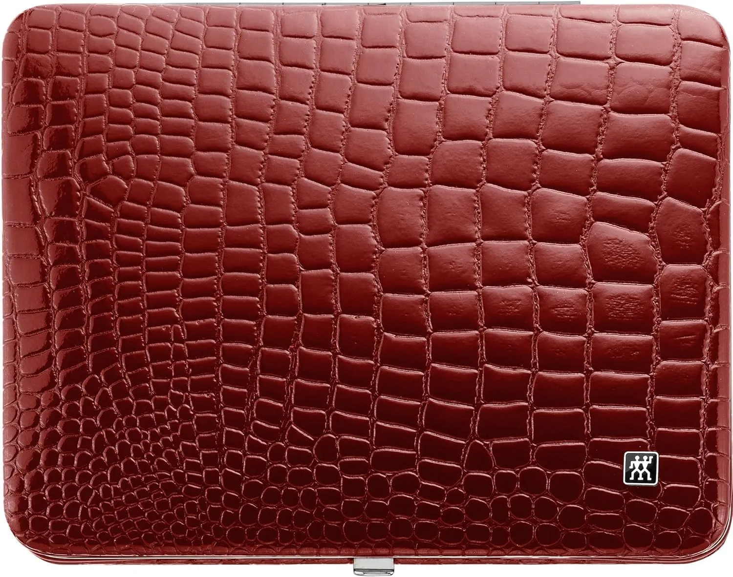 Beauty TWINOX Manicure and Pedicure Crocodile Pattern Cowhide Leather Case with Zip Closure, Nail Care Kit, 11-Piece, Premium Travel Nail Kit, Matte, Red